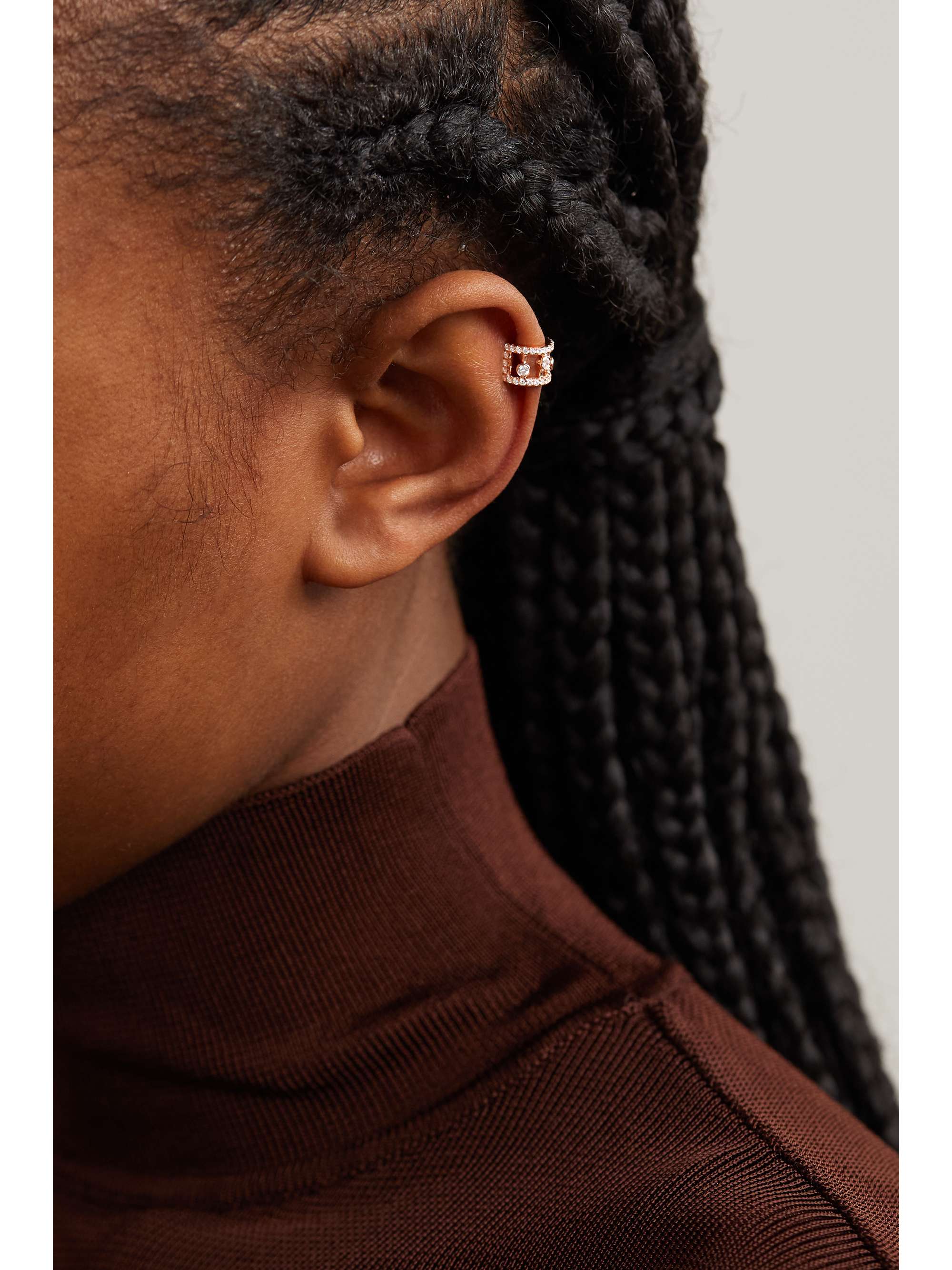 DE BEERS Dewdrop 18-karat rose gold diamond ear cuff