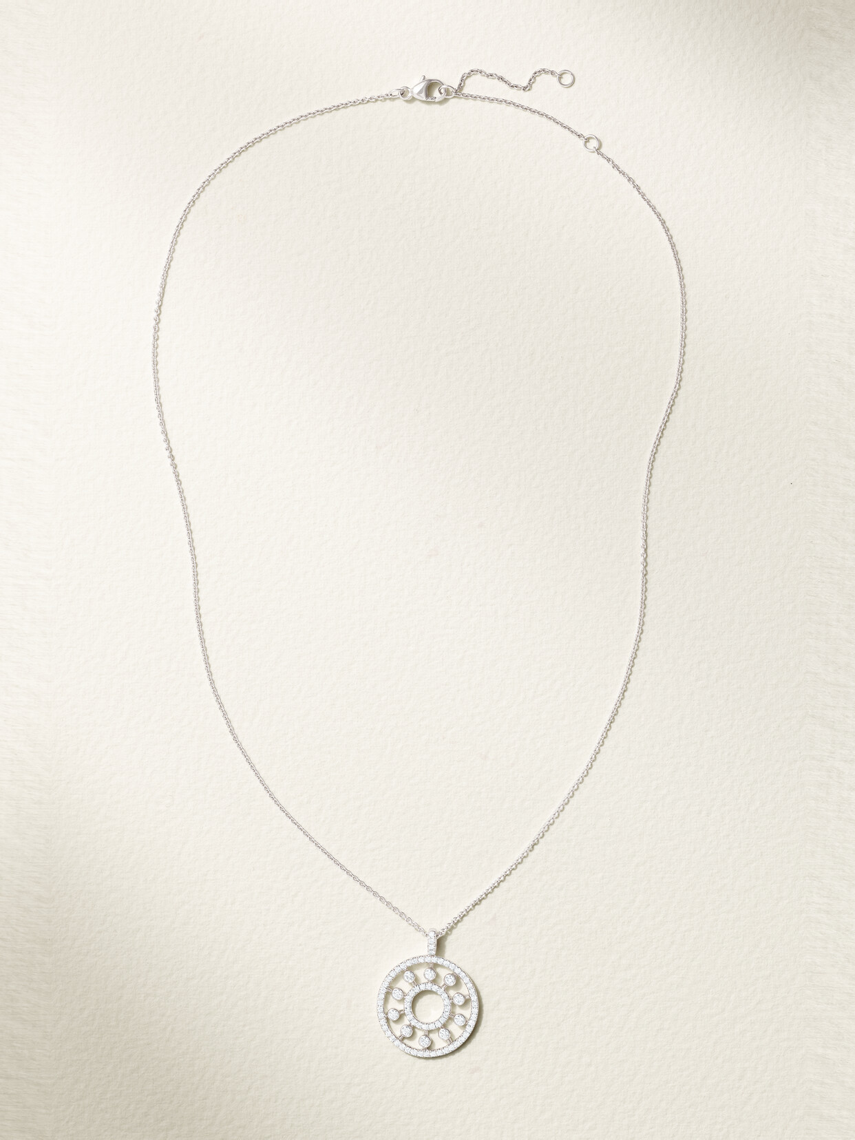 De Beers Dewdrop Medallion 18-karat White Gold Diamond Necklace