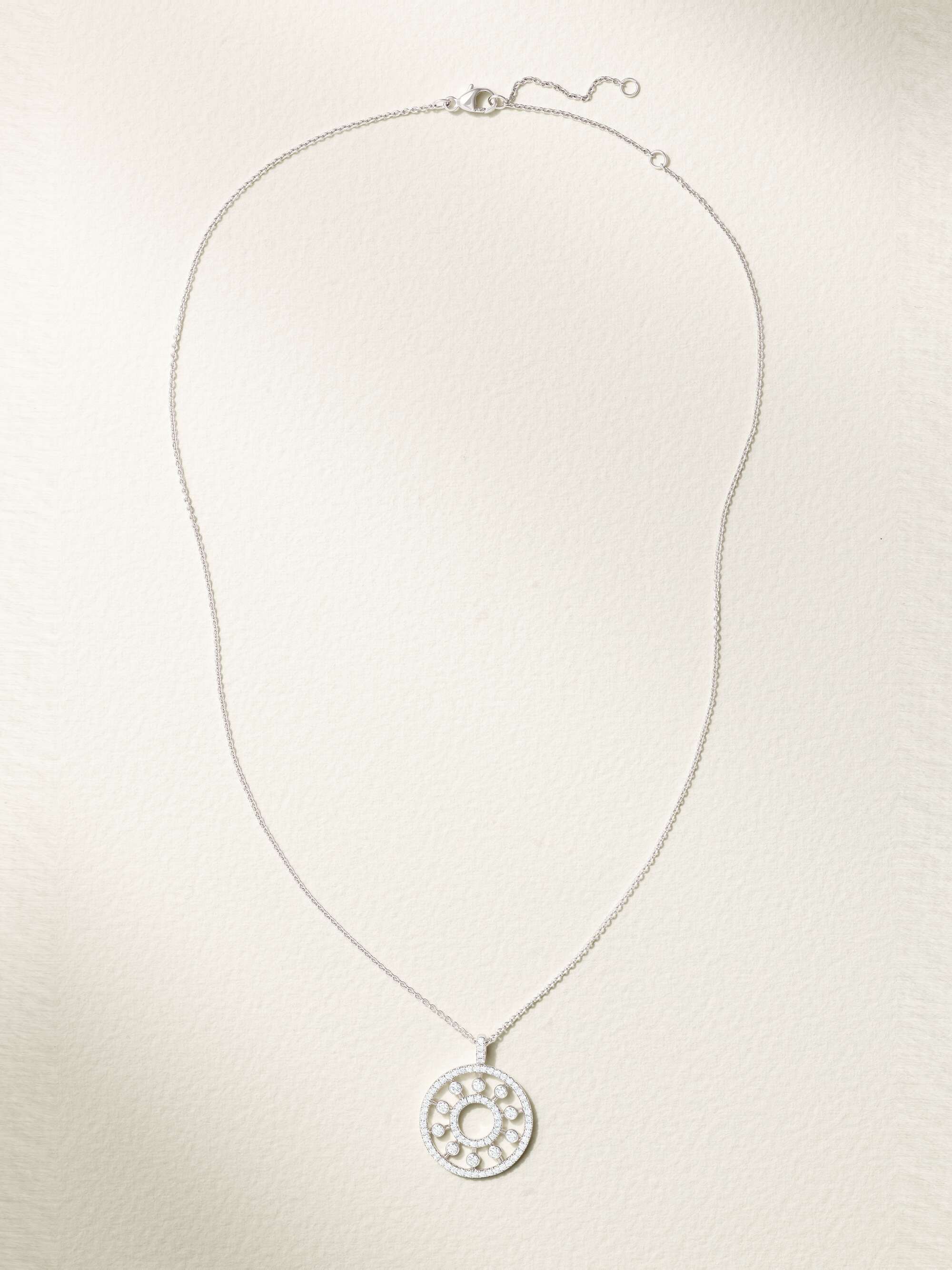 DE BEERS JEWELLERS Dewdrop Medallion 18 karat white gold diamond necklace NET A PORTER