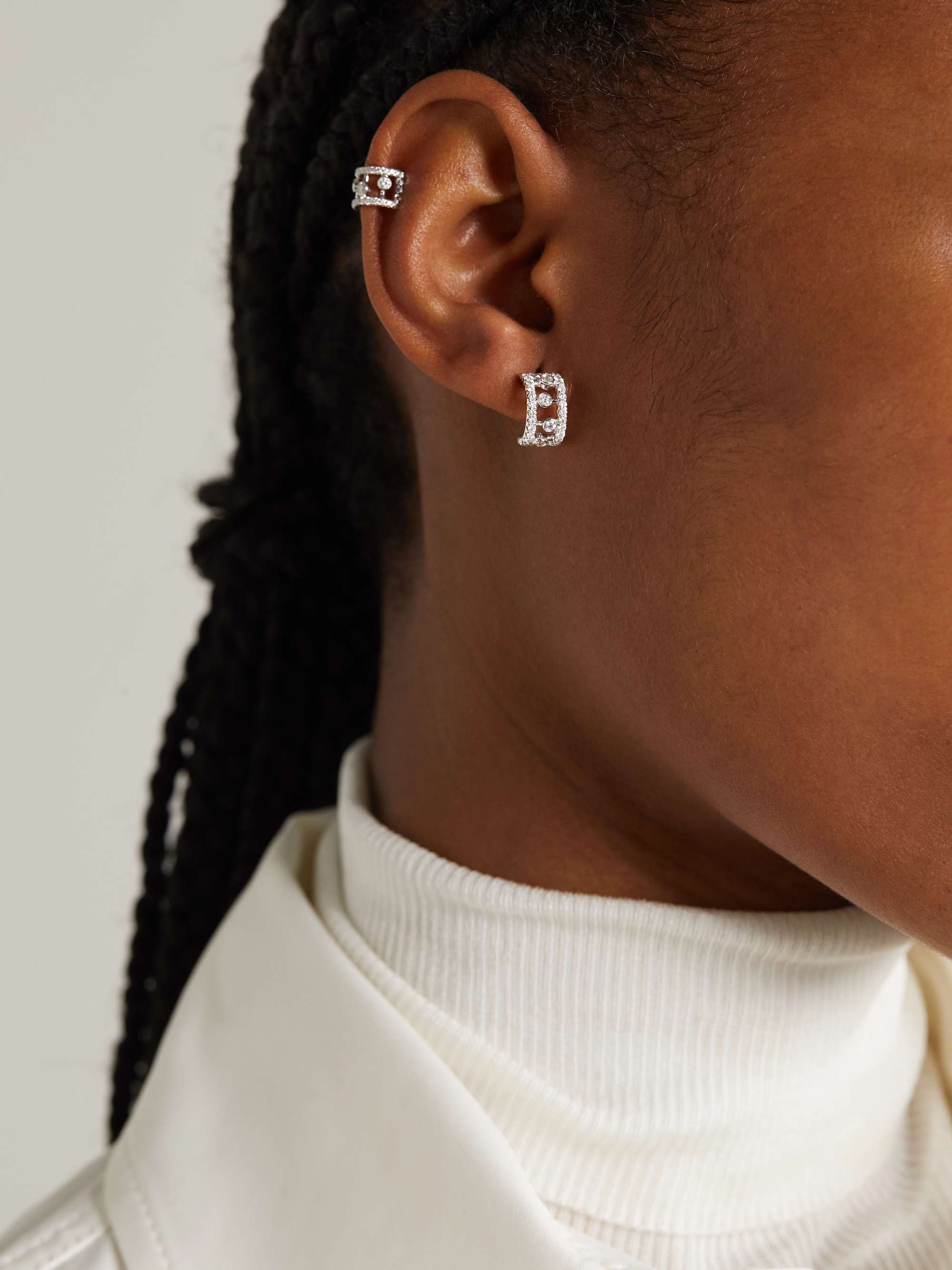 DE BEERS Dewdrop 18-karat white gold diamond hoop earrings