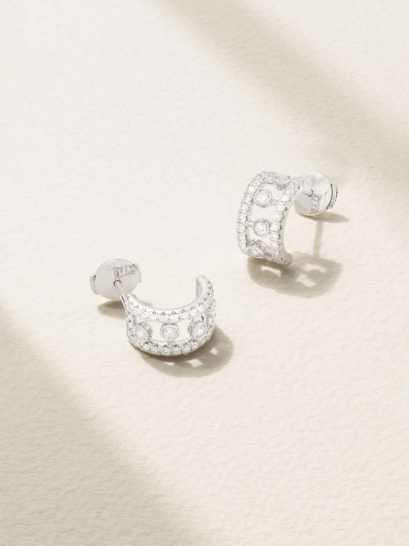 De Beers Dewdrop 18-karat White Gold Diamond Hoop Earrings