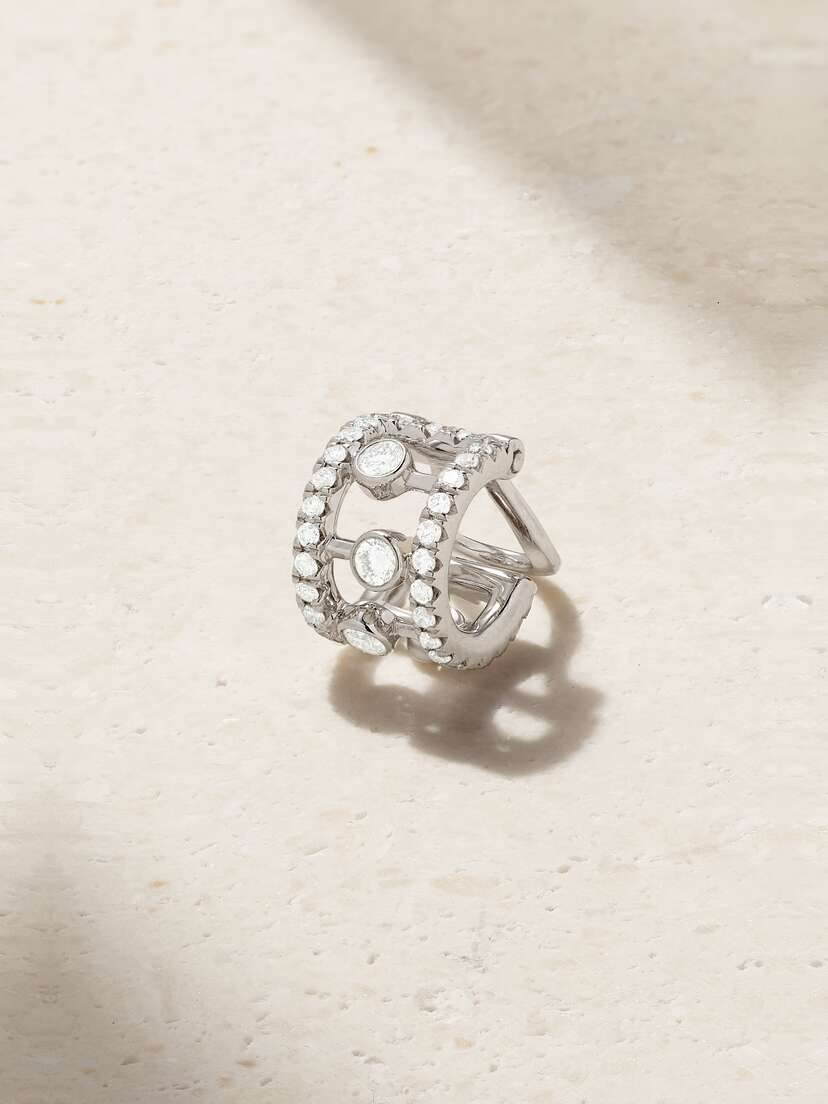 De Beers Dewdrop 18-karat White Gold Diamond Ear Cuff