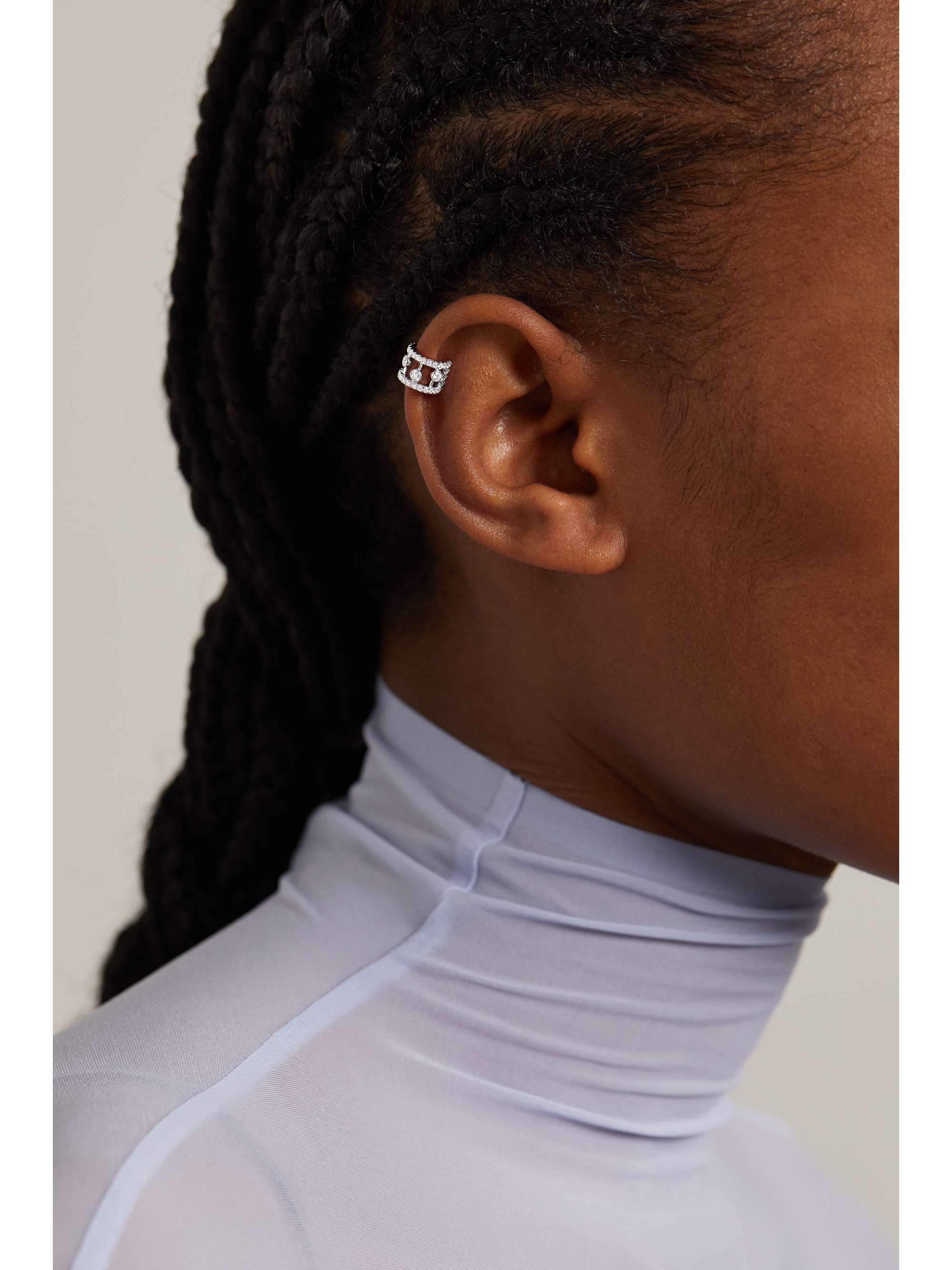 DE BEERS Dewdrop 18-karat white gold diamond ear cuff