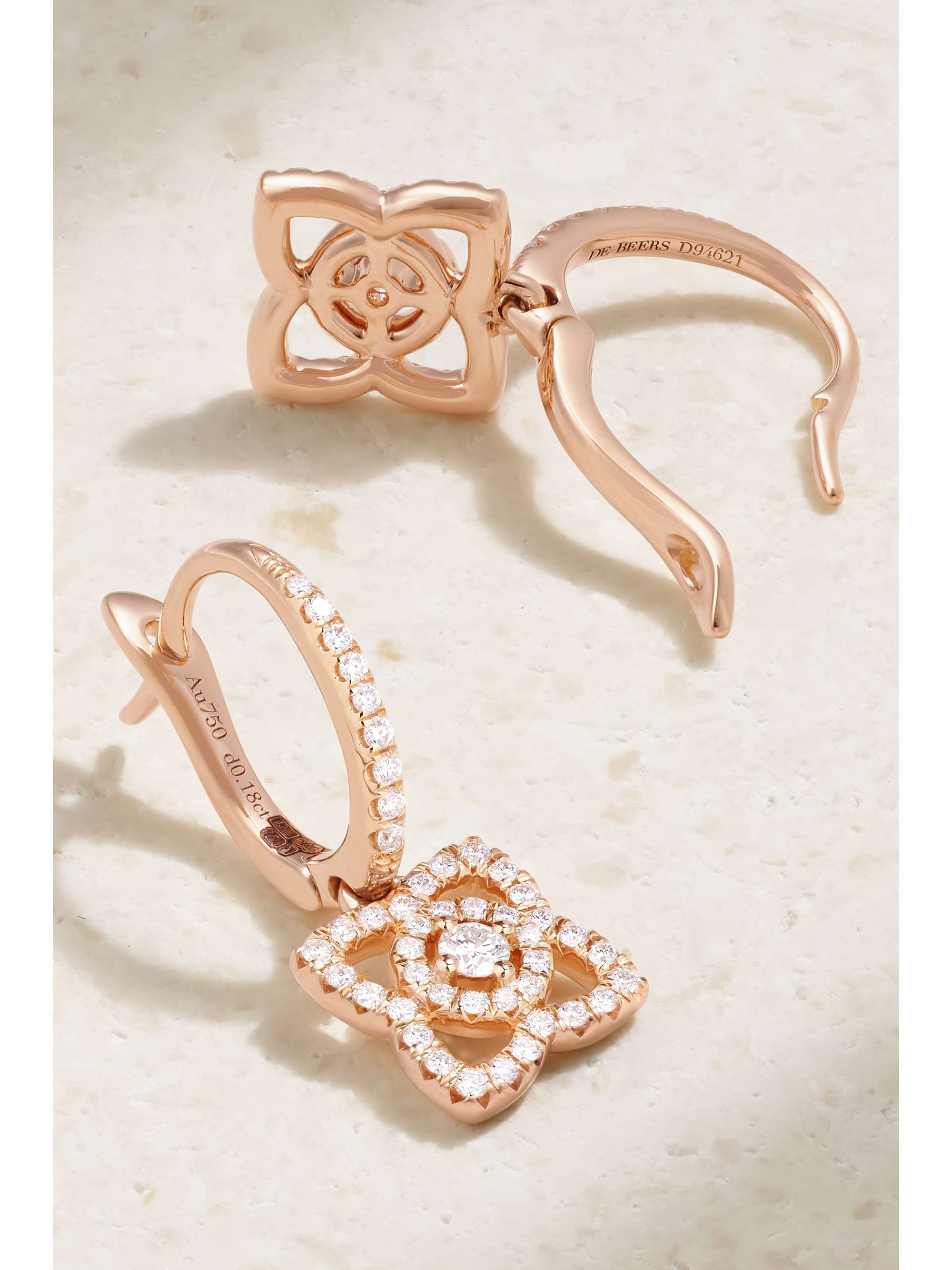 DE BEERS Enchanted Lotus 18-karat white gold diamond hoop earrings