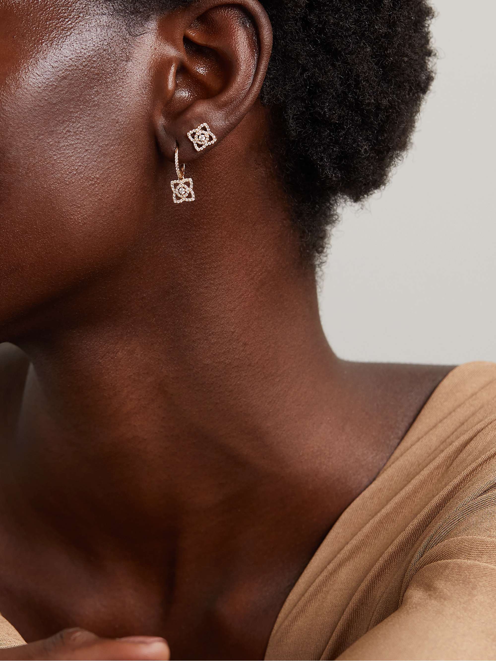 DE BEERS Enchanted Lotus 18 karat rose gold diamond hoop earrings