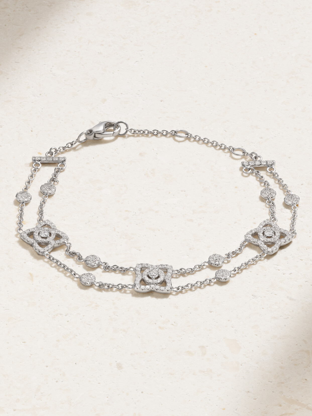 De Beers Enchanted Lotus 18-karat White Gold Diamond Bracelet