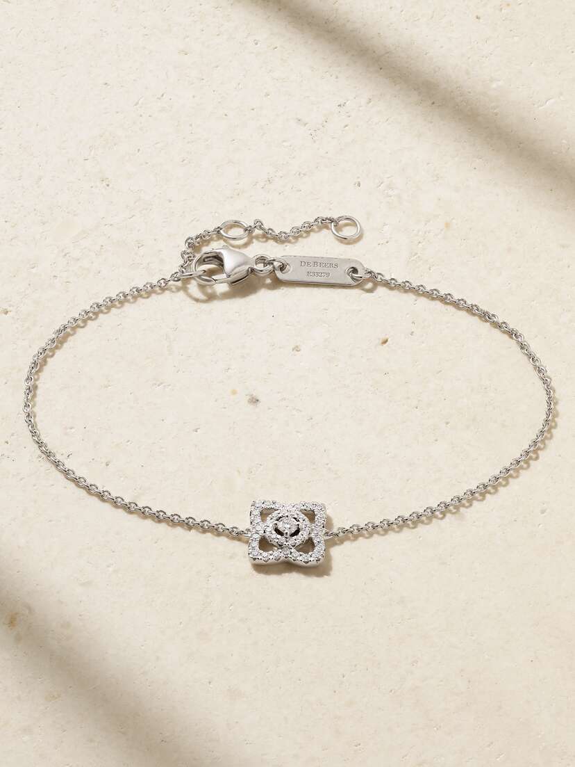 De Beers Enchanted Lotus 18-karat White Gold Diamond Bracelet