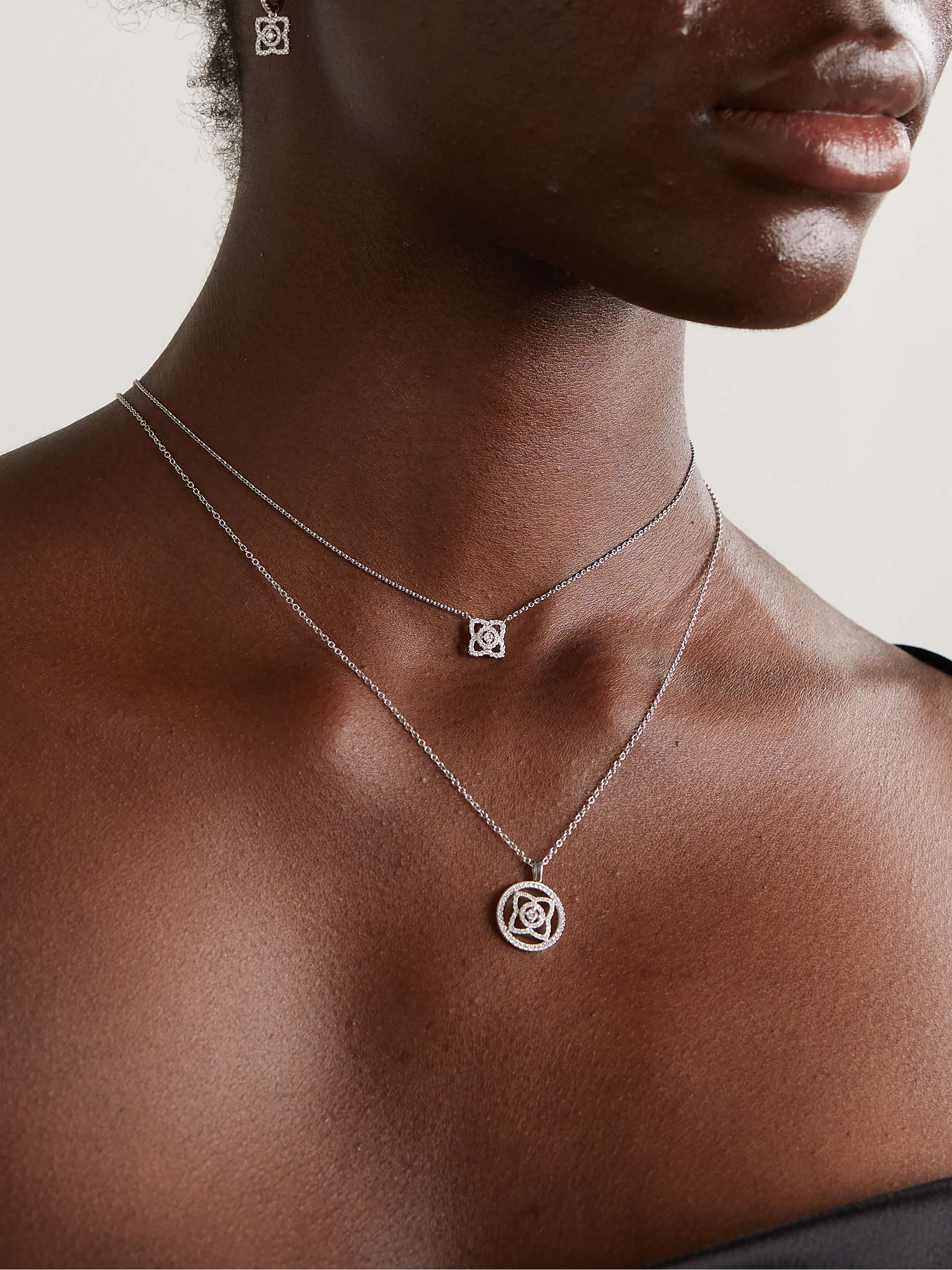 DE BEERS Enchanted Lotus 18-karat white gold diamond necklace