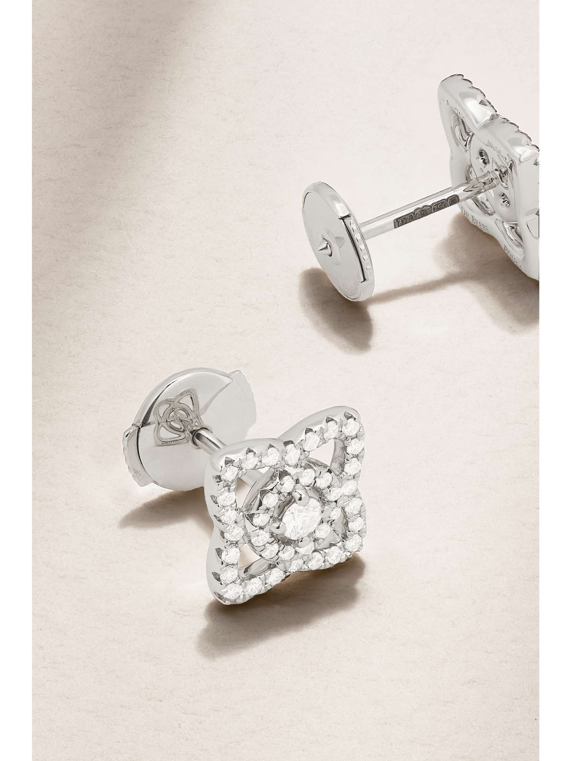 DE BEERS Enchanted Lotus 18-karat white gold diamond earrings