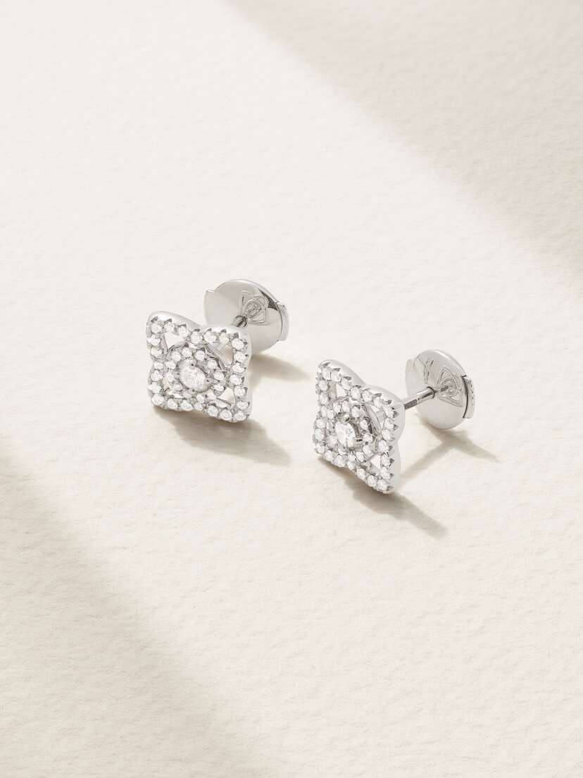 De Beers Enchanted Lotus 18-karat White Gold Diamond Earrings