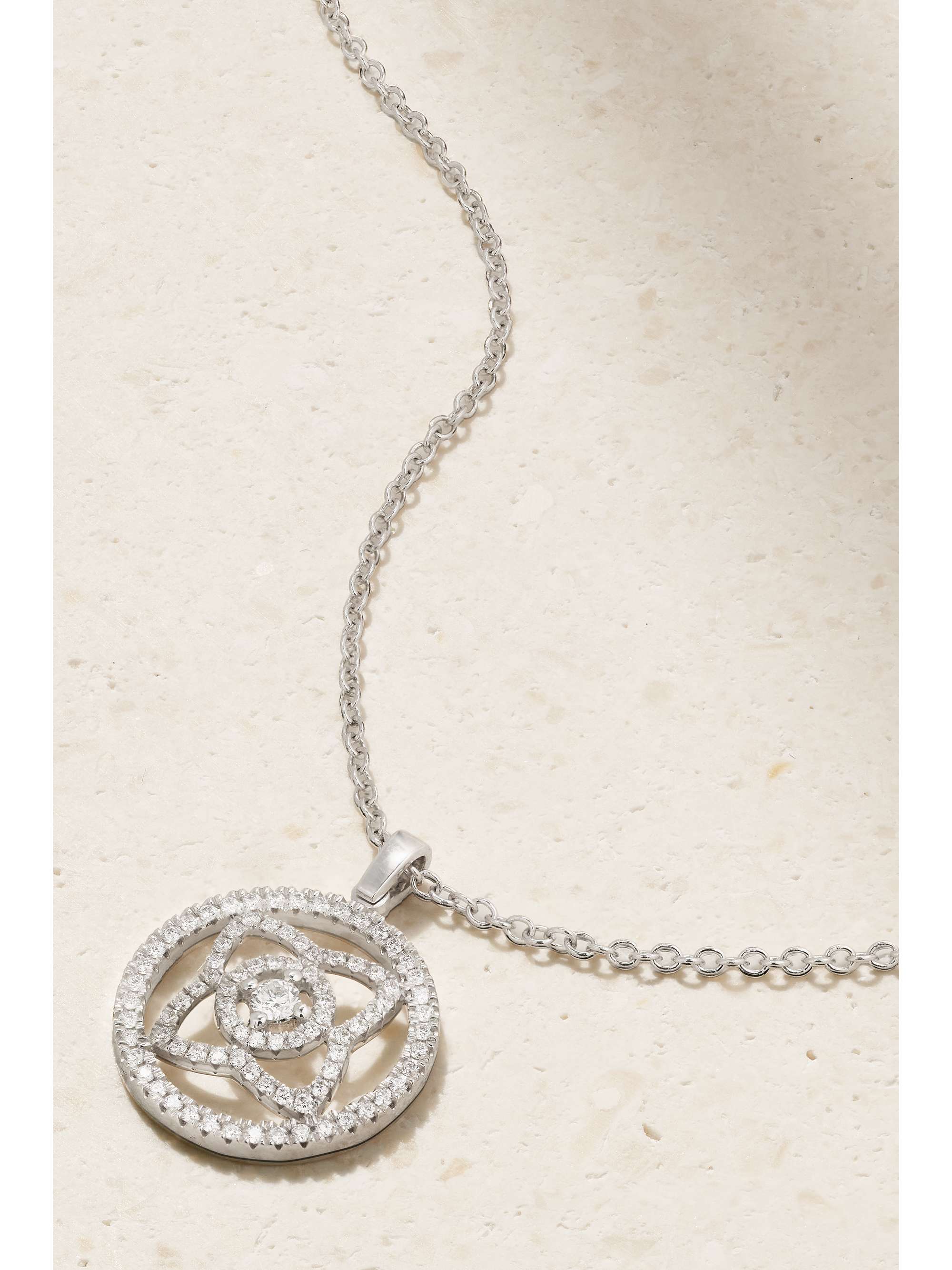 DE BEERS Enchanted Lotus 18-karat white gold diamond necklace