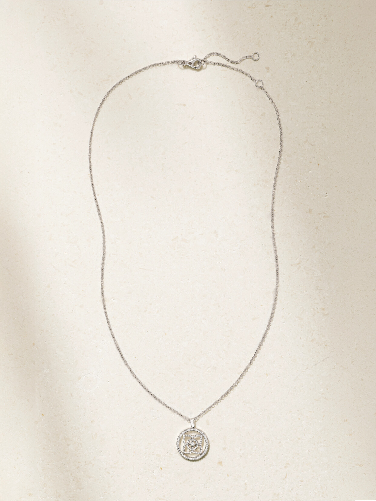 De Beers Enchanted Lotus 18-karat White Gold Diamond Necklace