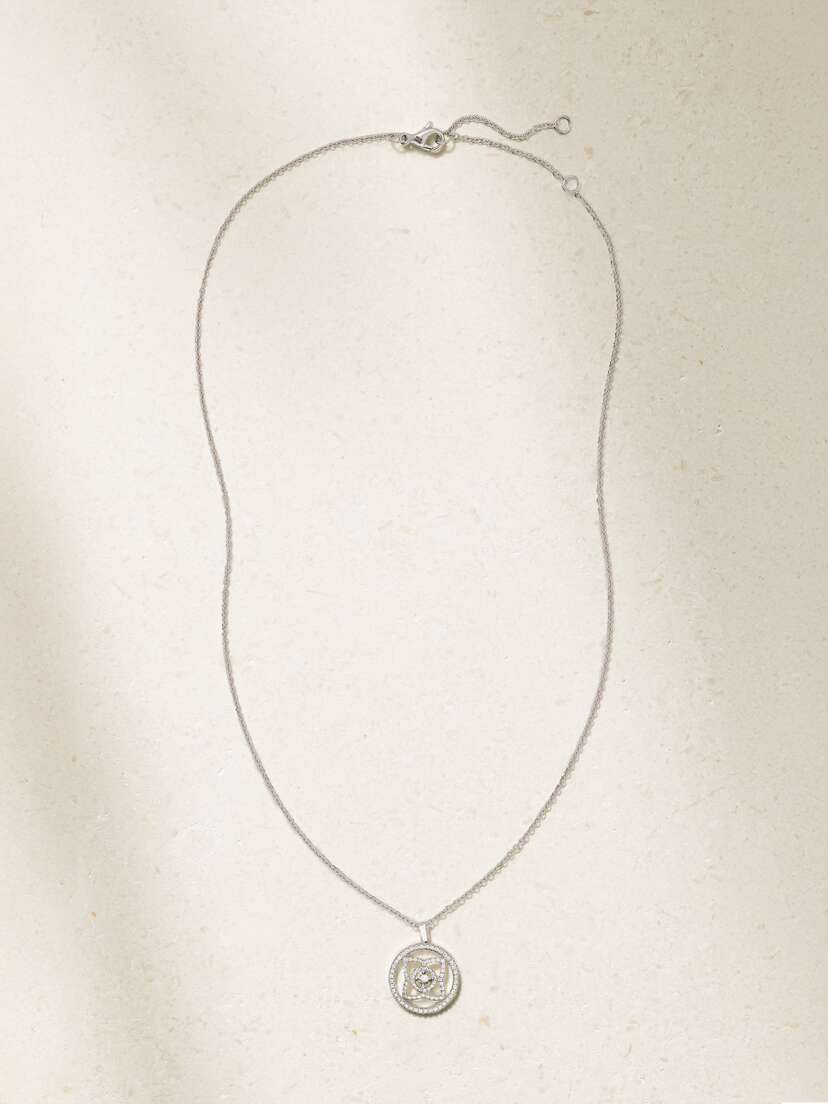 De Beers Enchanted Lotus 18-karat White Gold Diamond Necklace