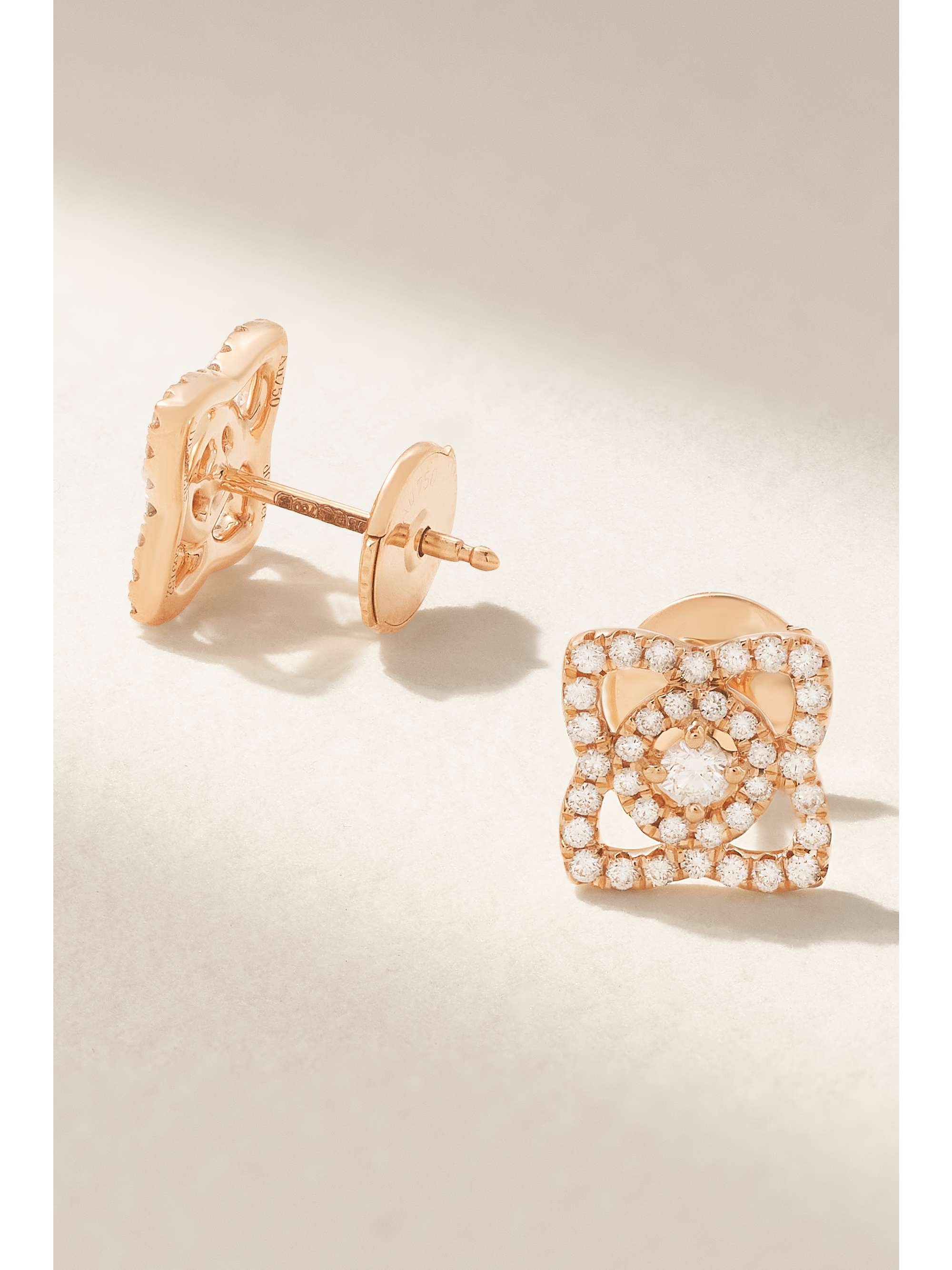DE BEERS Enchanted Lotus 18-karat rose gold diamond earrings