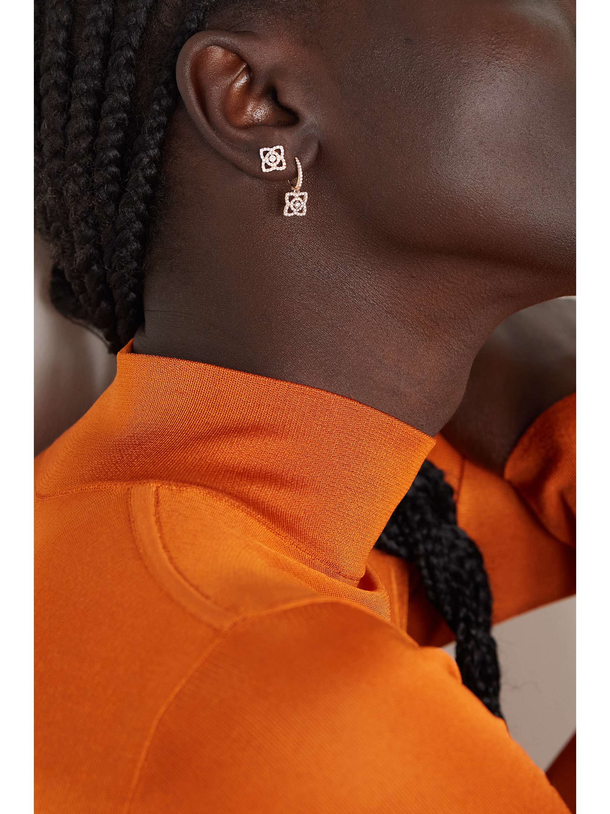DE BEERS Enchanted Lotus 18-karat rose gold diamond earrings