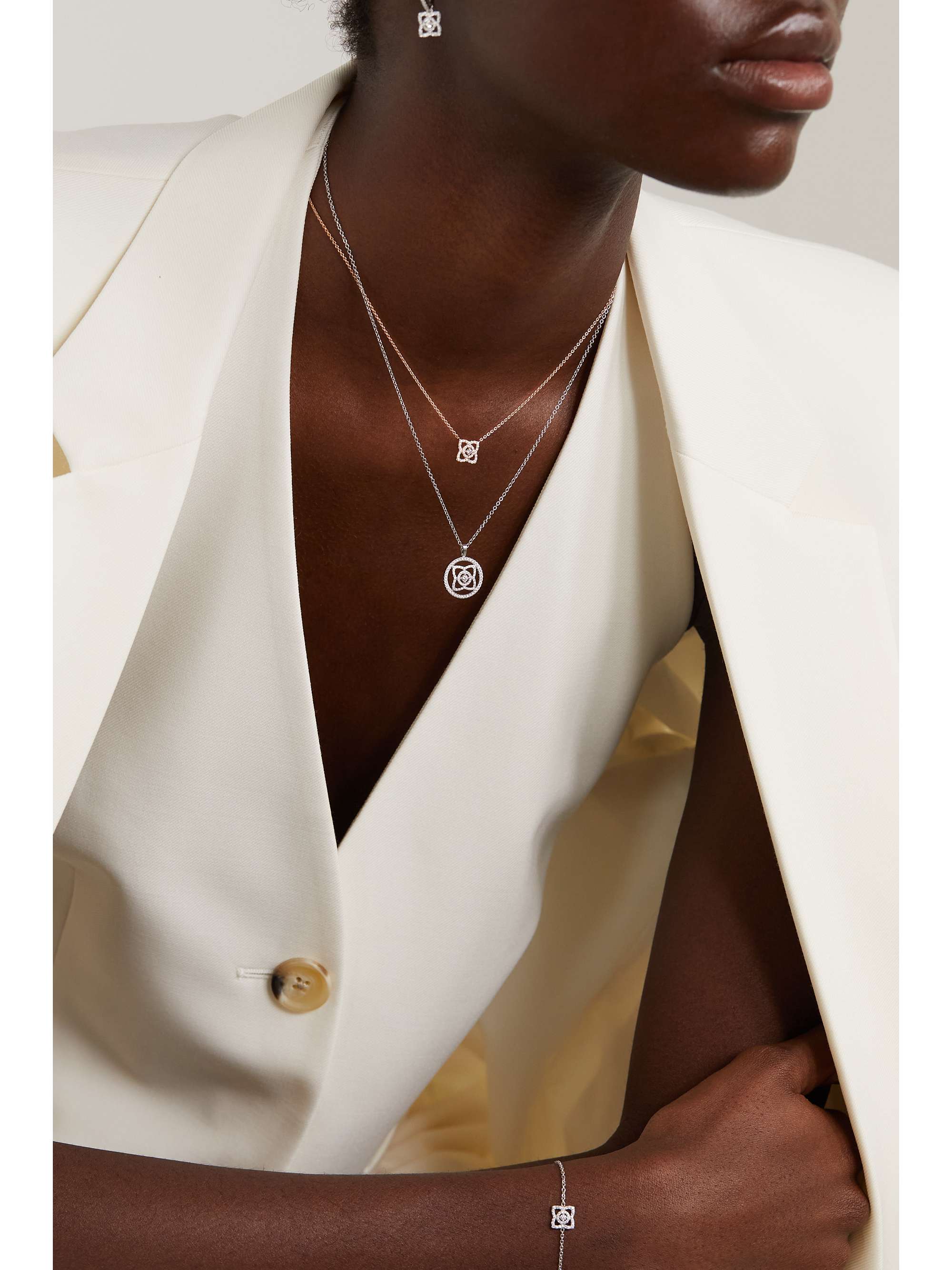 DE BEERS Enchanted Lotus 18-karat rose gold diamond necklace