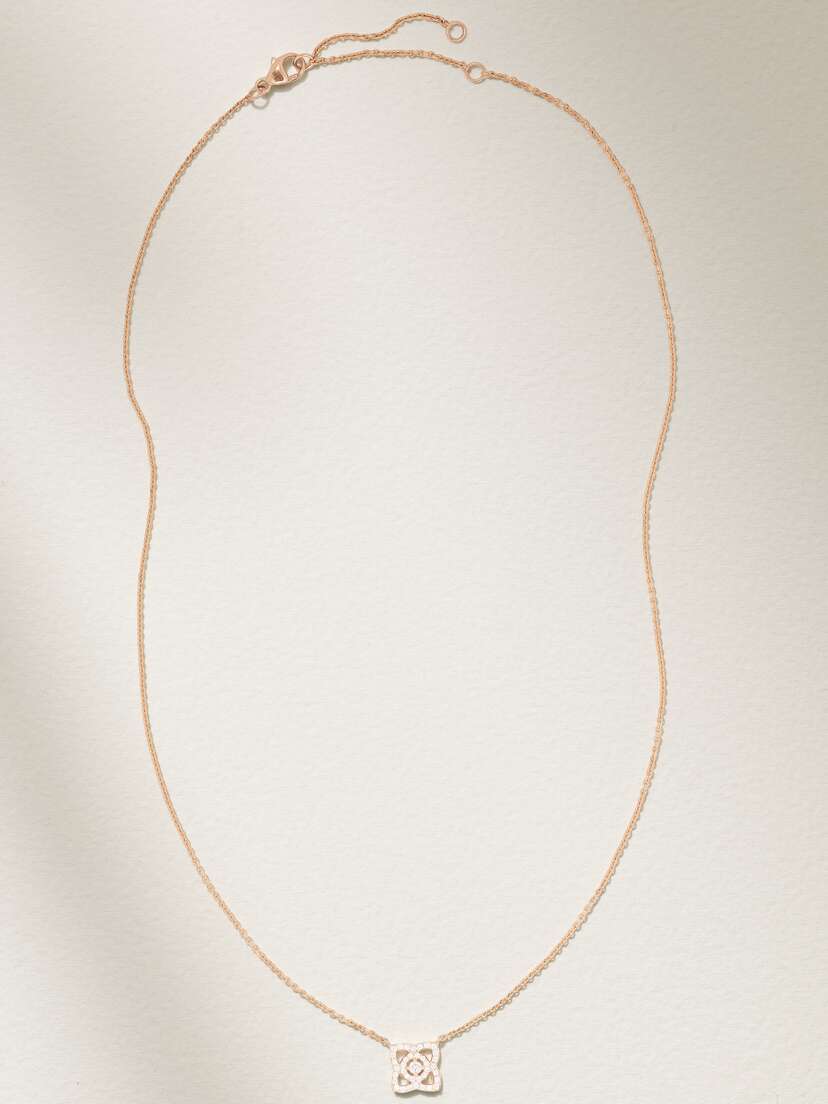 De Beers Jewellers Enchanted Lotus 18-karat Rose Gold Diamond Necklace