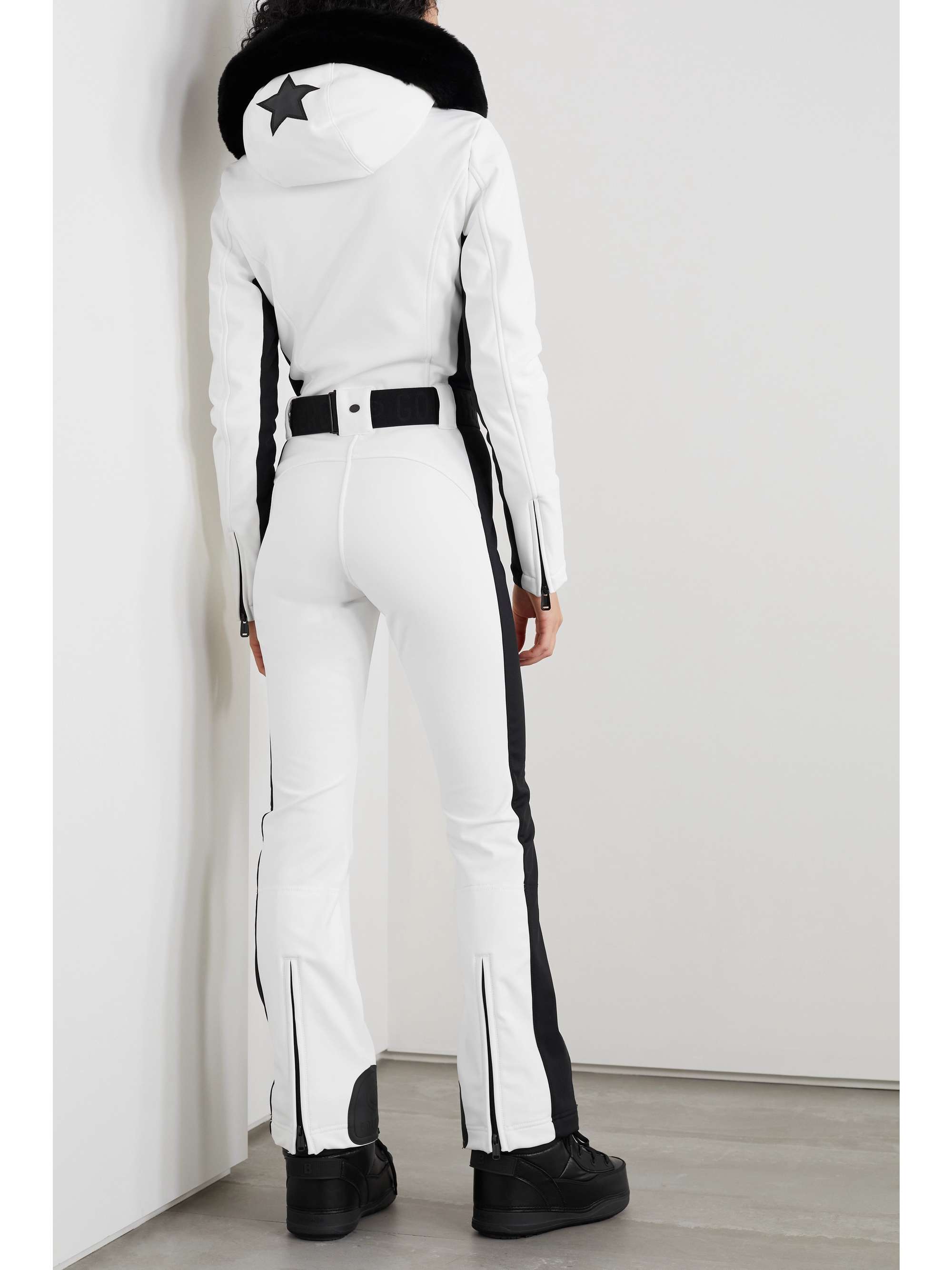 GOLDBERGH Parry belted hooded faux fur-trimmed ski suit