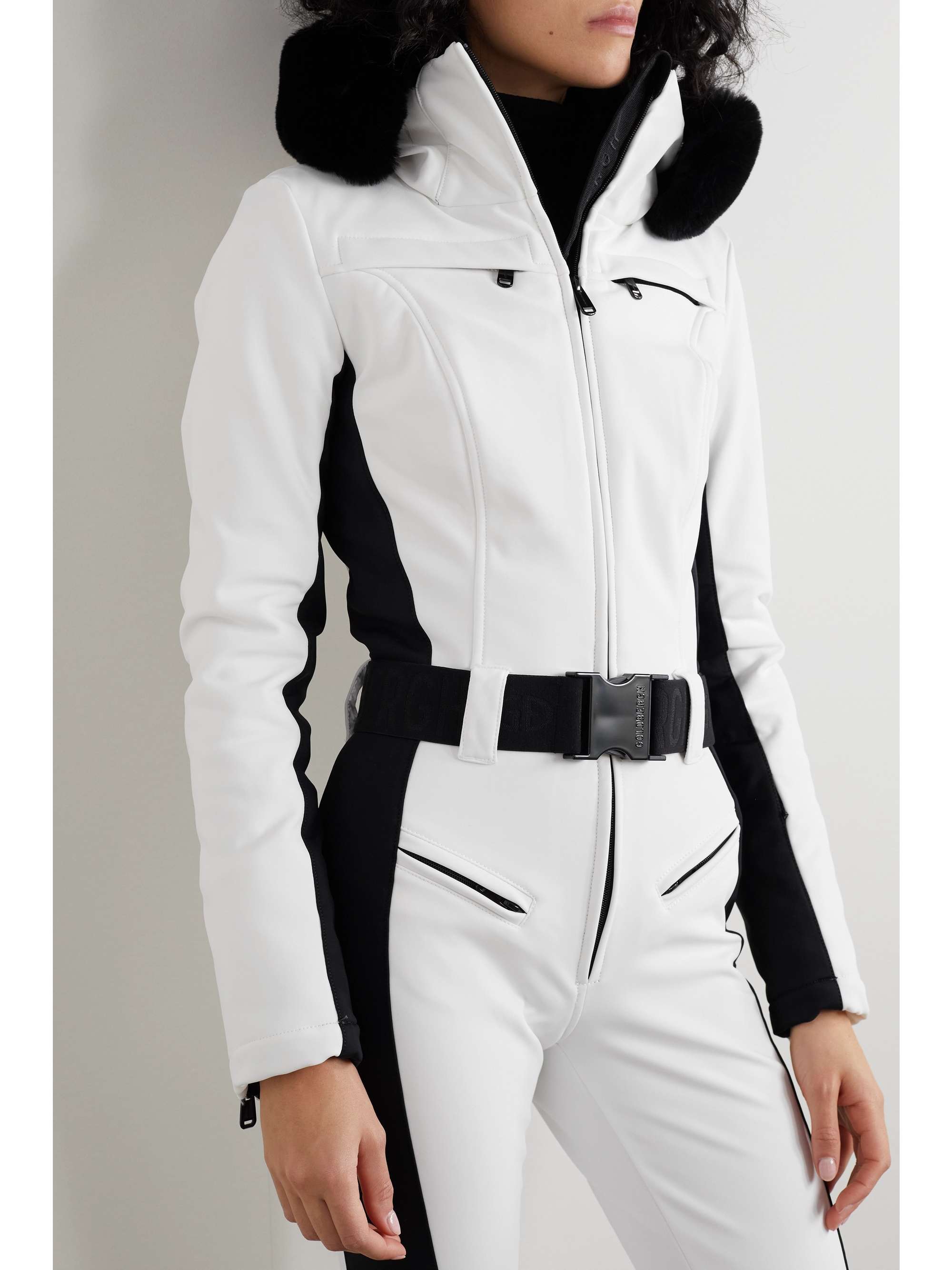 GOLDBERGH Parry belted hooded faux fur-trimmed ski suit