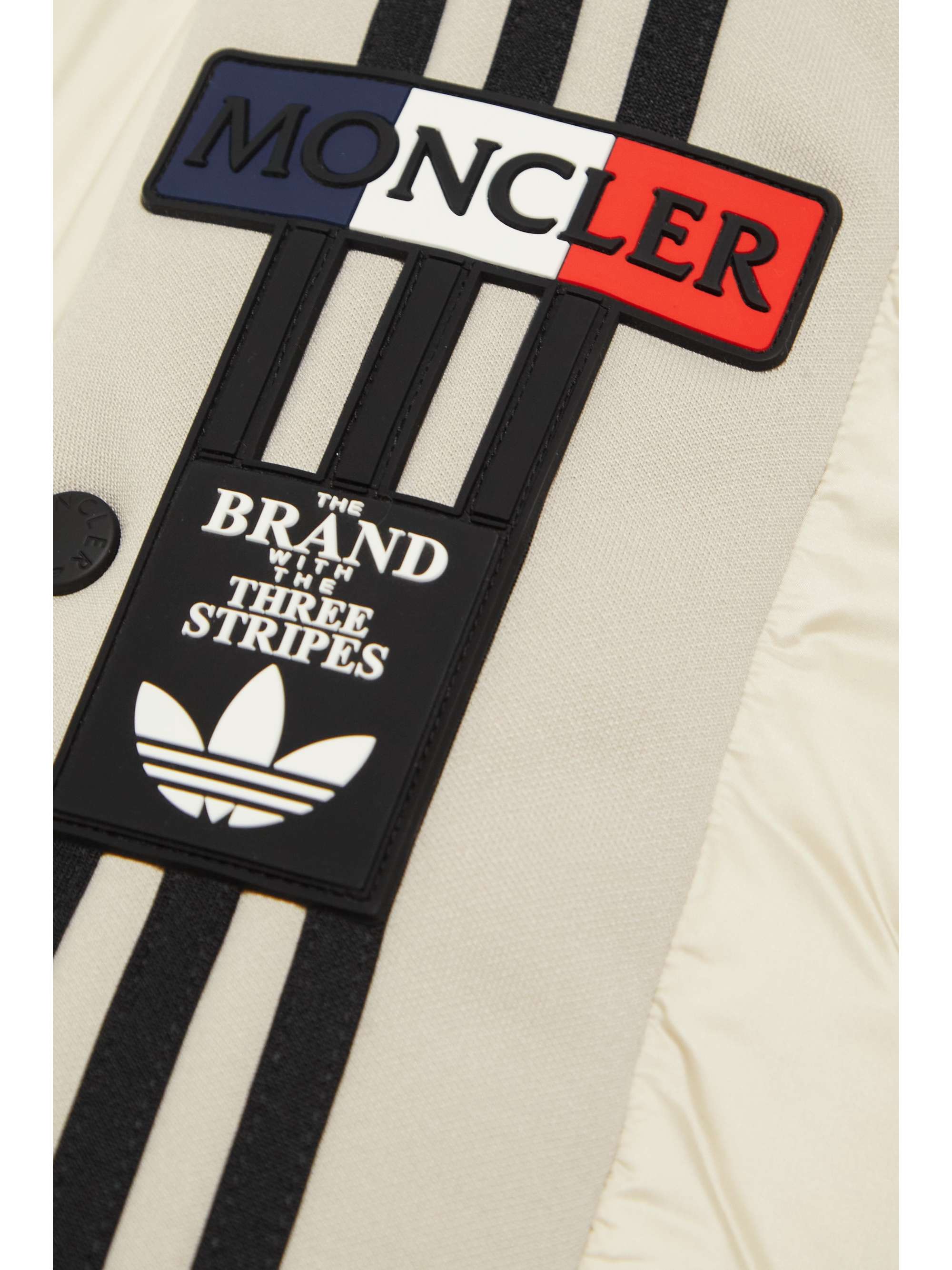 MONCLER GENIUS + adidas Originals cropped hooded striped quilted shell down jacket