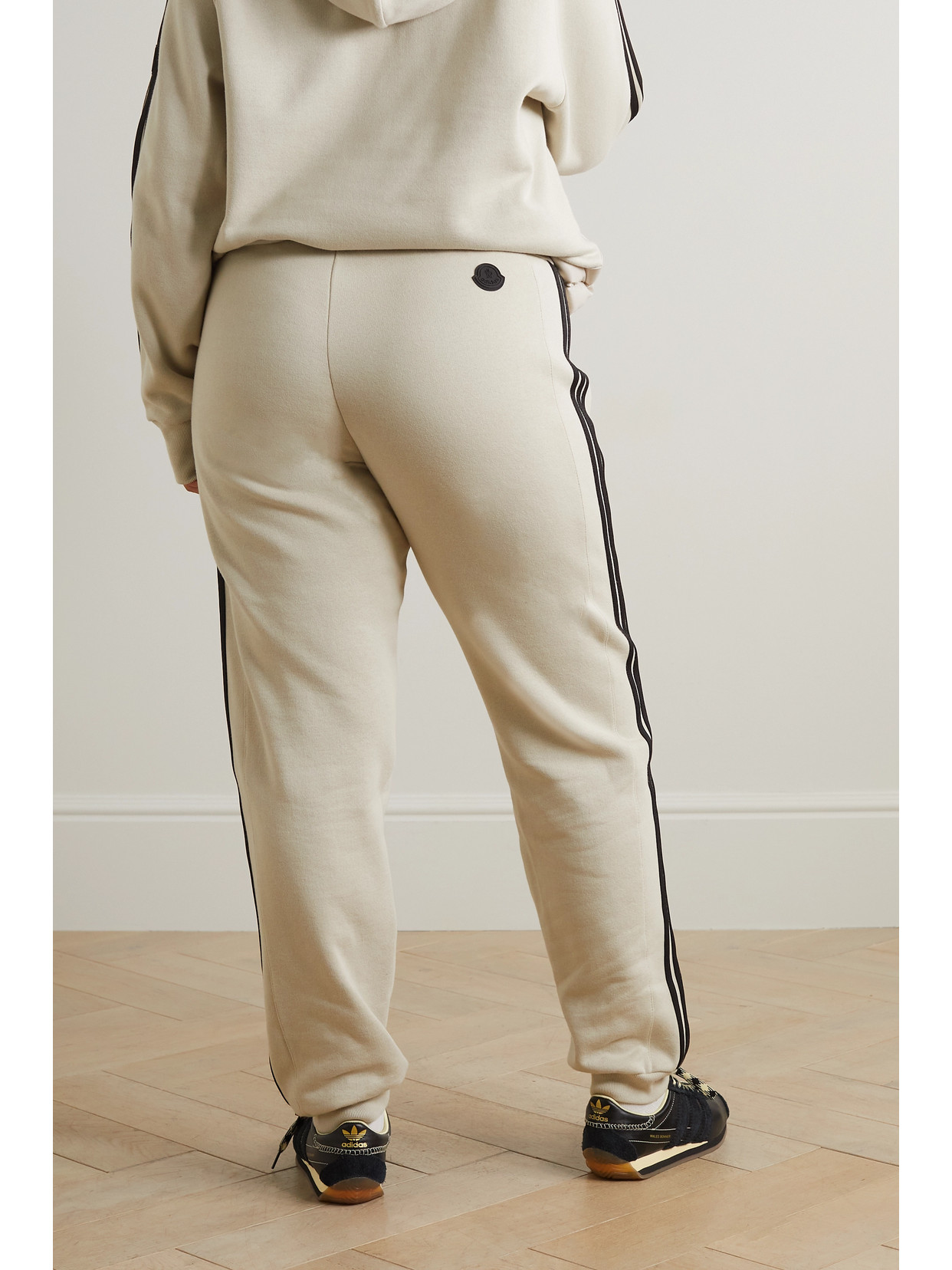 Shop Moncler Genius + Adidas Originals Shell-trimmed Jersey Wide-leg Track Pants In Cream