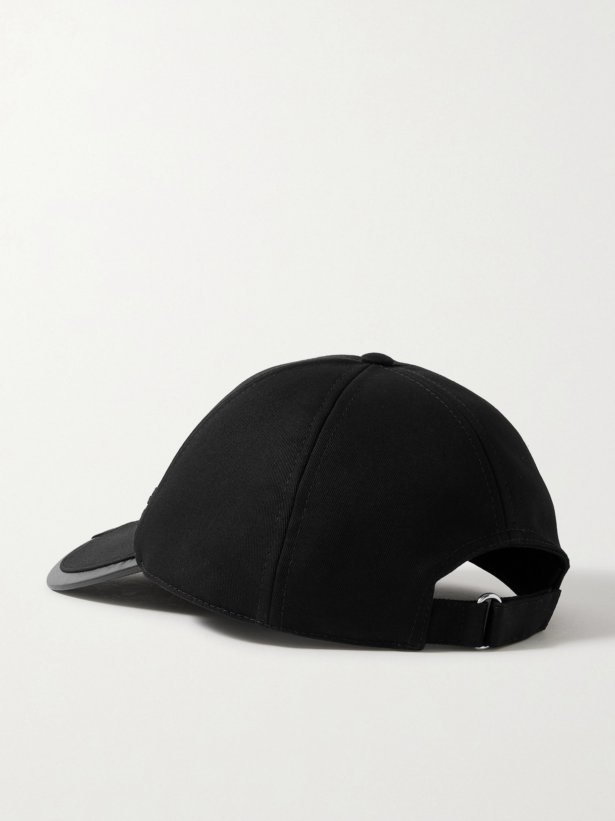 Moncler Genius + Adidas Originals Faux Leather And Grosgrain-trimmed Cotton-twill Baseball Cap In Black