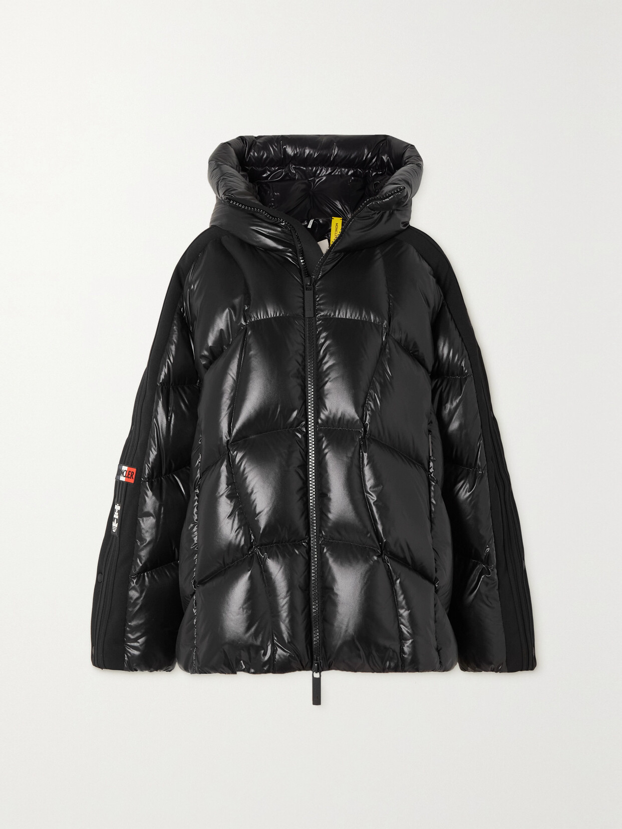 Moncler Genius + Adidas Originals Beiser Hooded Quilted Jersey-trimmed Glossed-shell Down Coat In Black