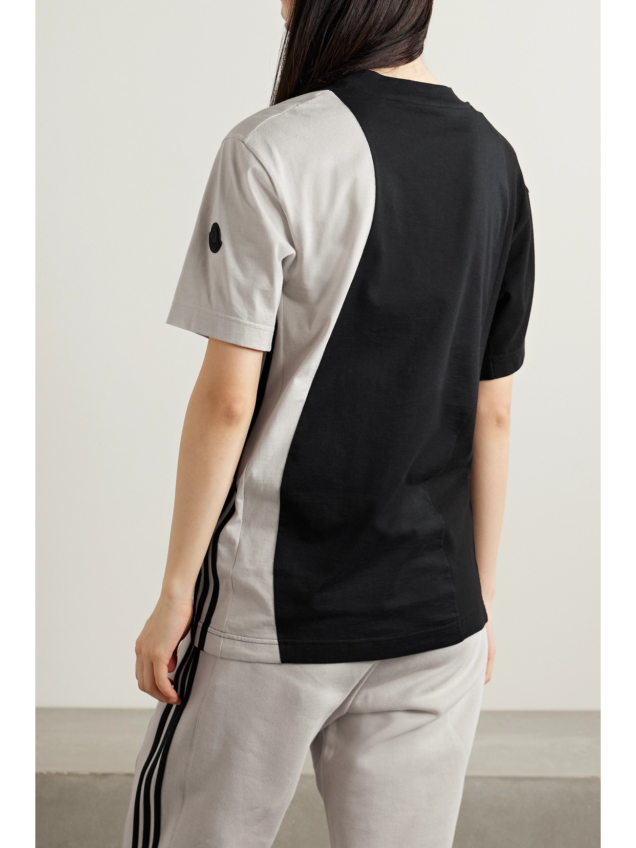 Moncler Genius + Adidas Originals Two-tone Cotton-jersey T-shirt In Black