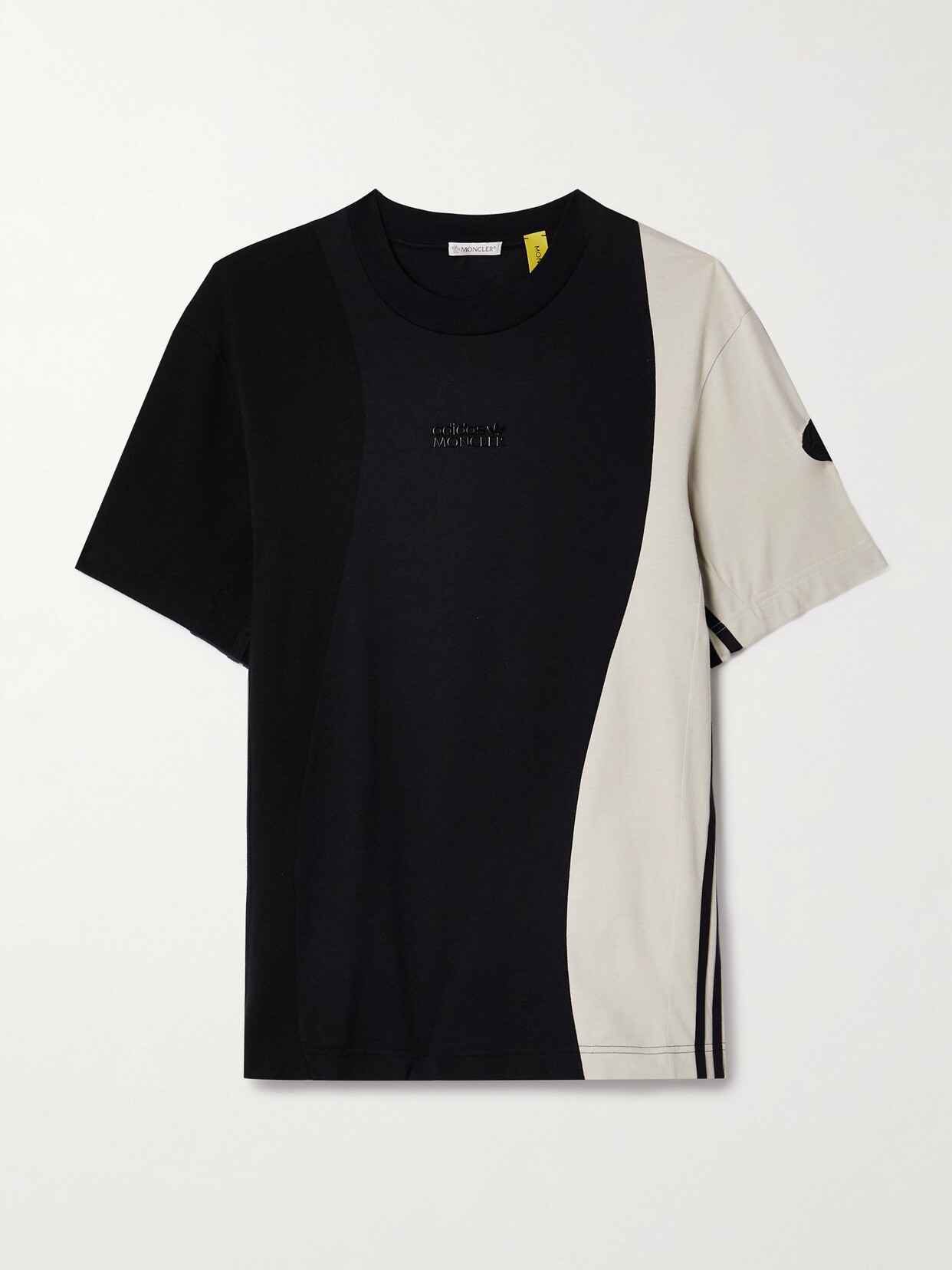 Moncler Genius + Adidas Originals Two-tone Cotton-jersey T-shirt In Black