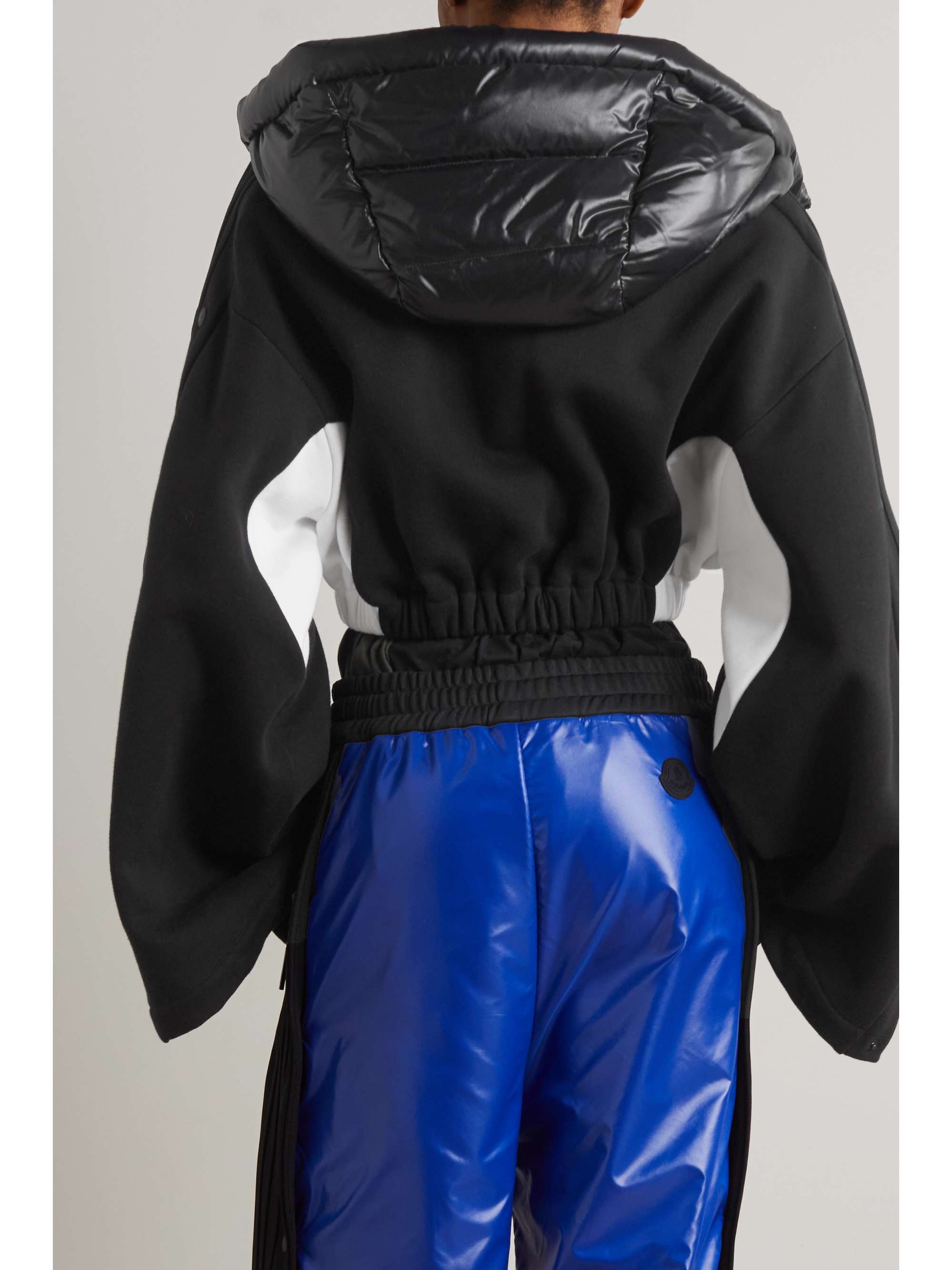 MONCLER GENIUS + adidas Originals cropped shell-trimmed paneled cotton-jersey hoodie