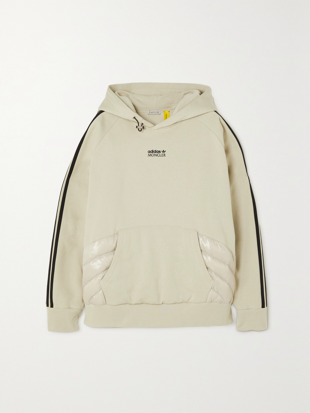 Moncler Genius + Adidas Originals Striped Shell-trimmed Cotton-jersey Hoodie In Cream