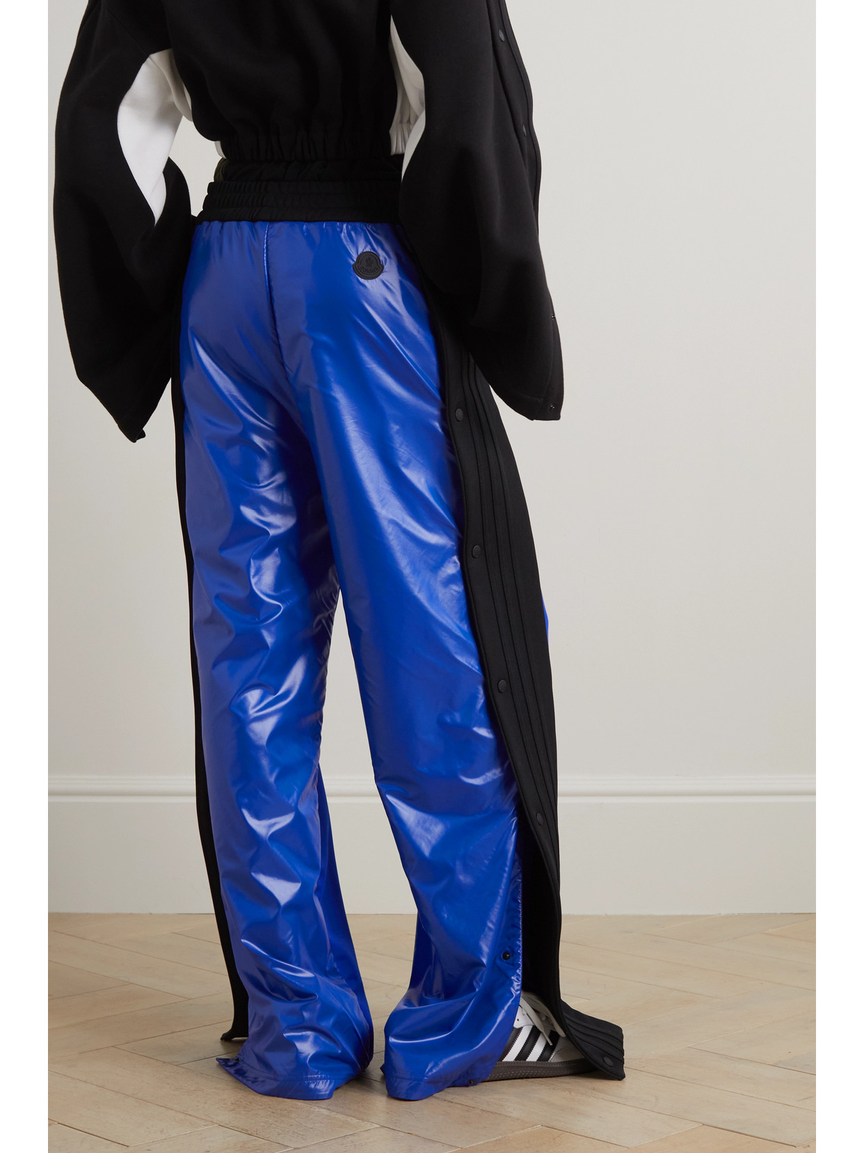 Moncler Genius + Adidas Originals Shell-trimmed Two-tone Jersey Wide-leg Track Pants In Blue