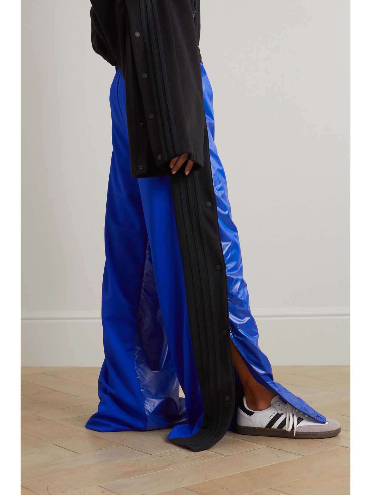 Moncler Genius + Adidas Originals Shell-trimmed Two-tone Jersey Wide-leg Track Pants In Blue