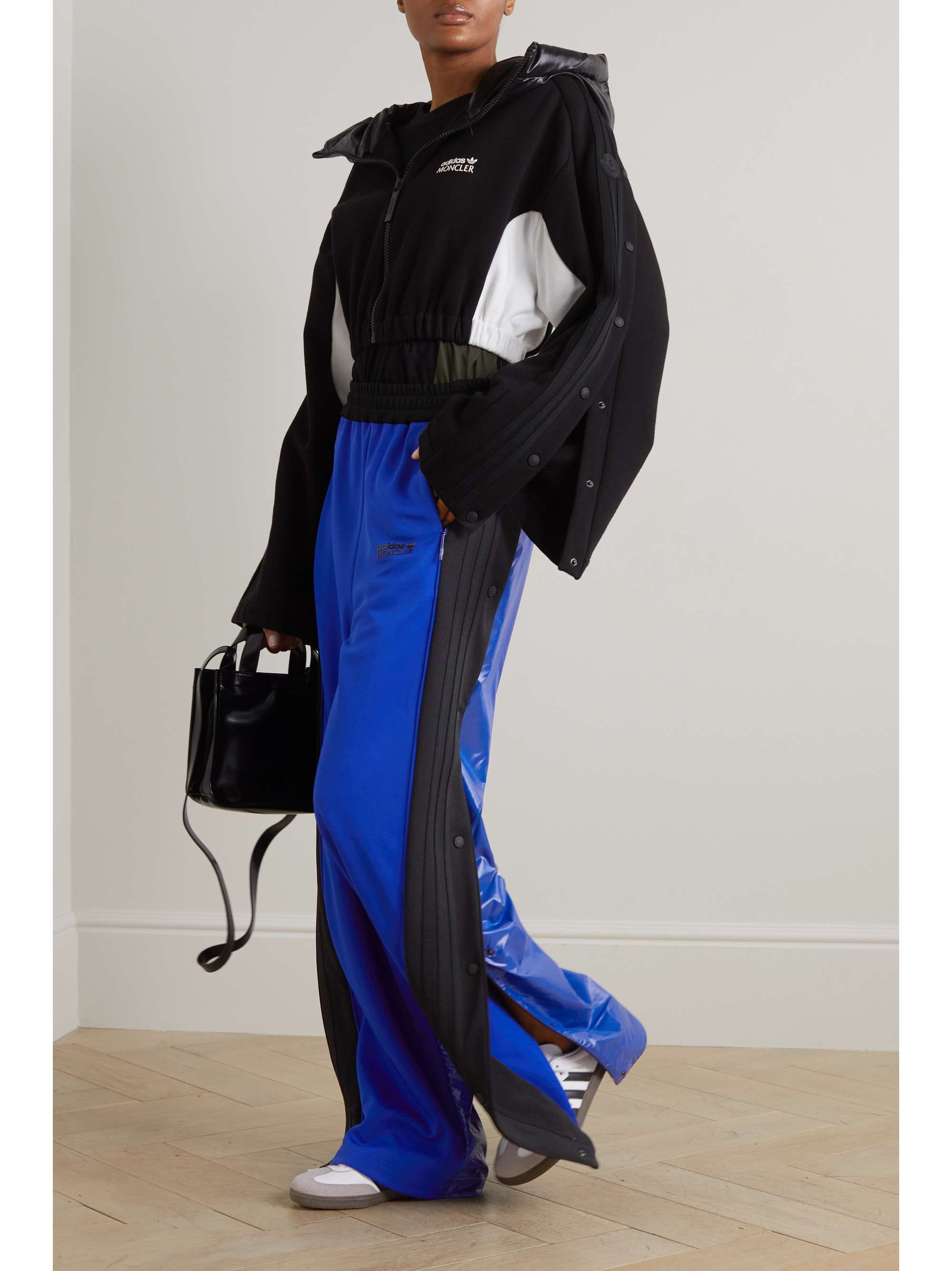 MONCLER GENIUS + adidas Originals shell-trimmed two-tone jersey wide-leg track pants