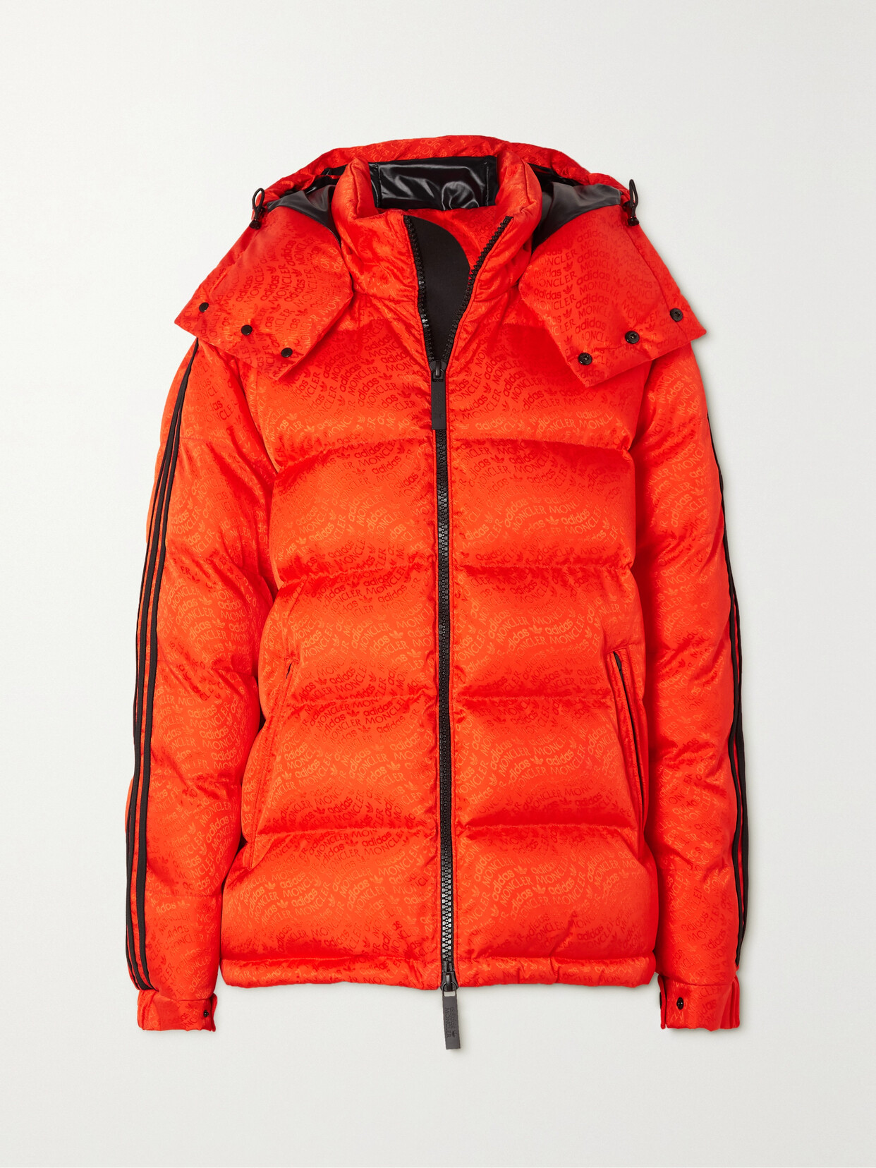 Moncler Genius + Adidas Originals Alpback Hooded Quilted Padded Shell-jacquard Jacket In Orange