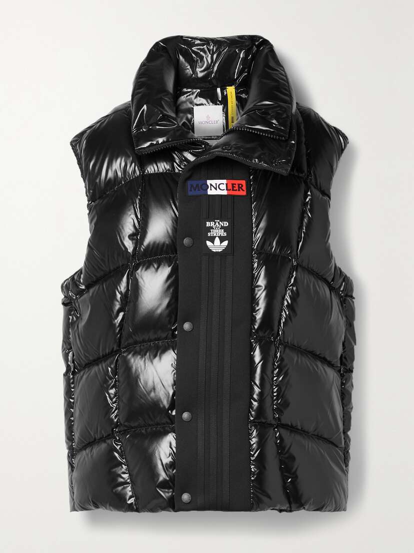 Moncler Genius + Adidas Originals Bozon Jersey-trimmed Quilted Glossed-shell Down Vest