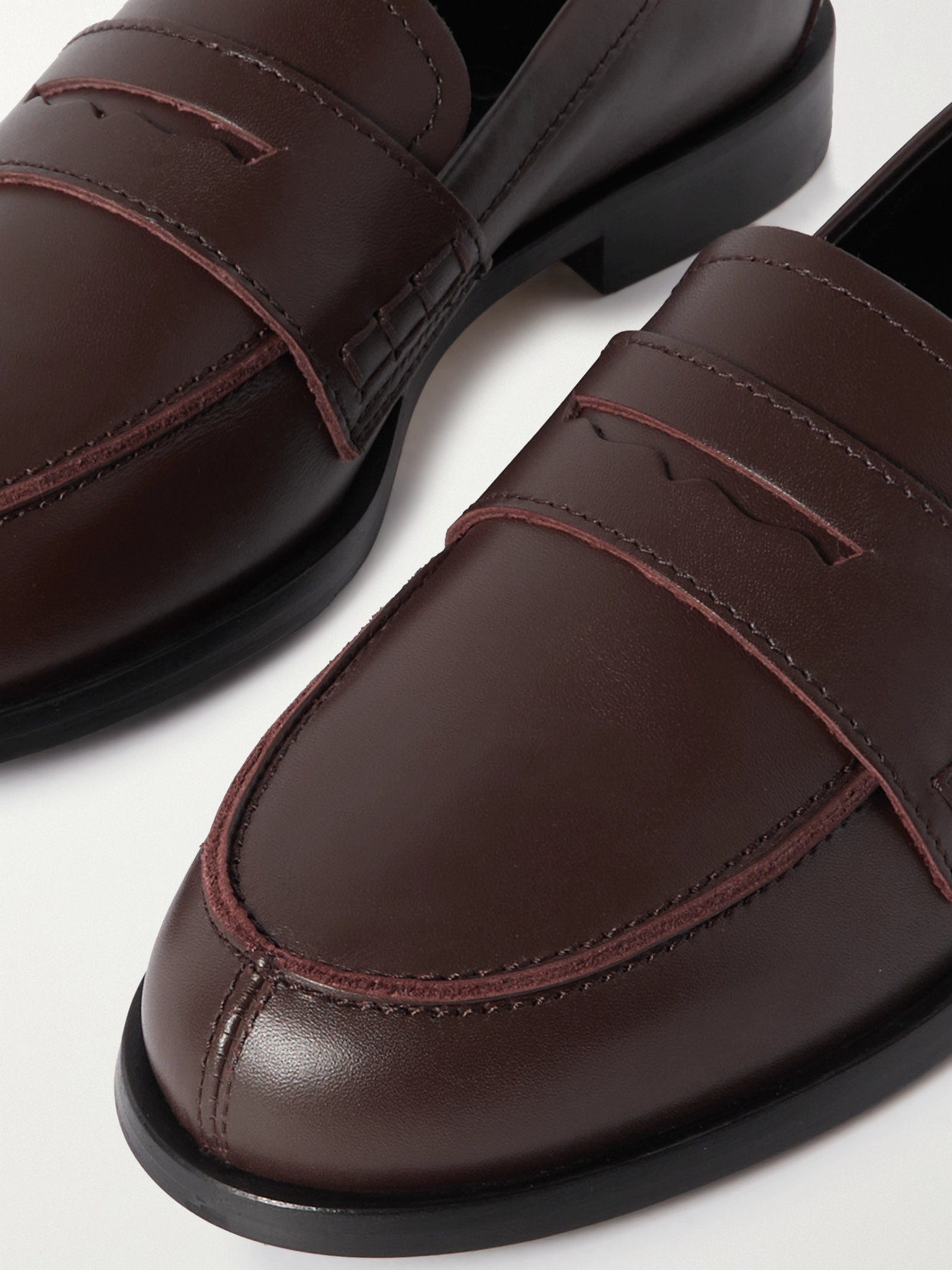 Aeyde Leather Loafers With Penny Strap And Round Toe In Brown