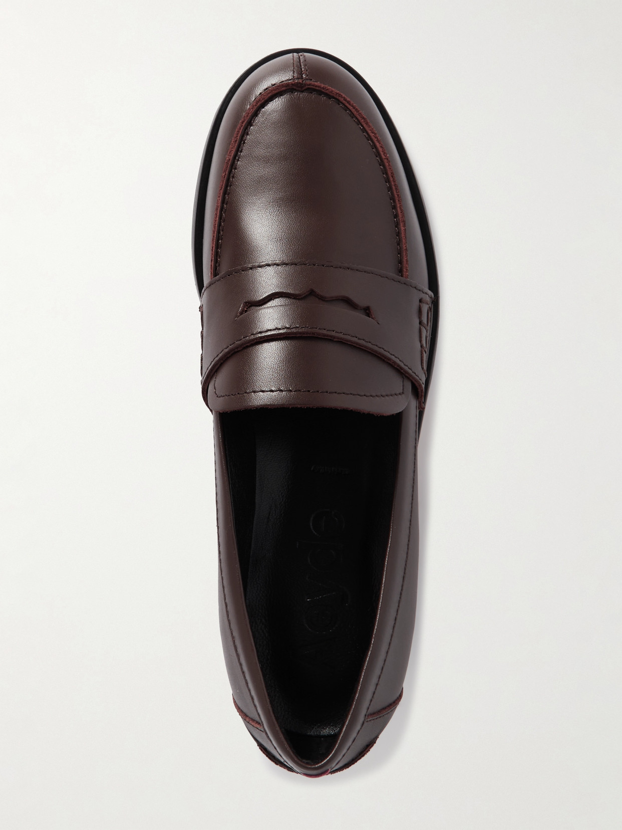 Aeyde Leather Loafers With Penny Strap And Round Toe In Brown