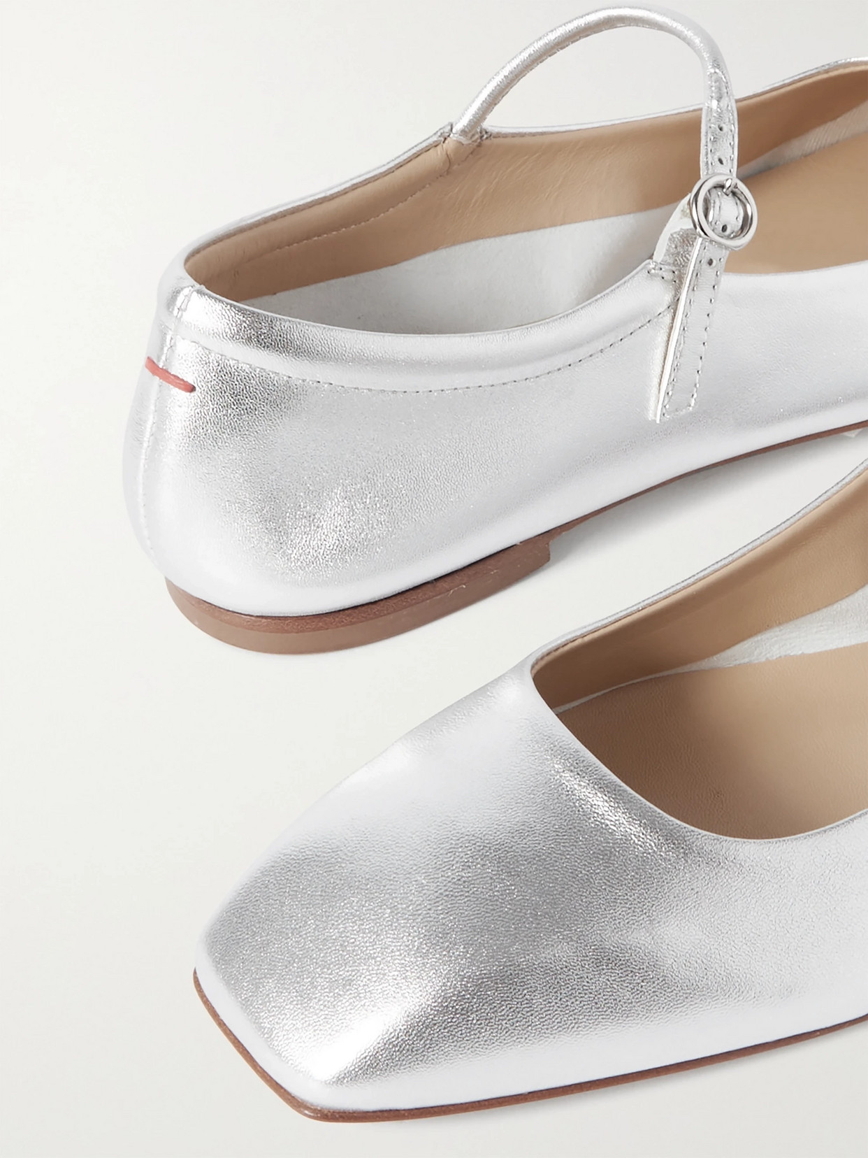 Shop Aeyde Uma Leather Mary Jane Flats In Silver