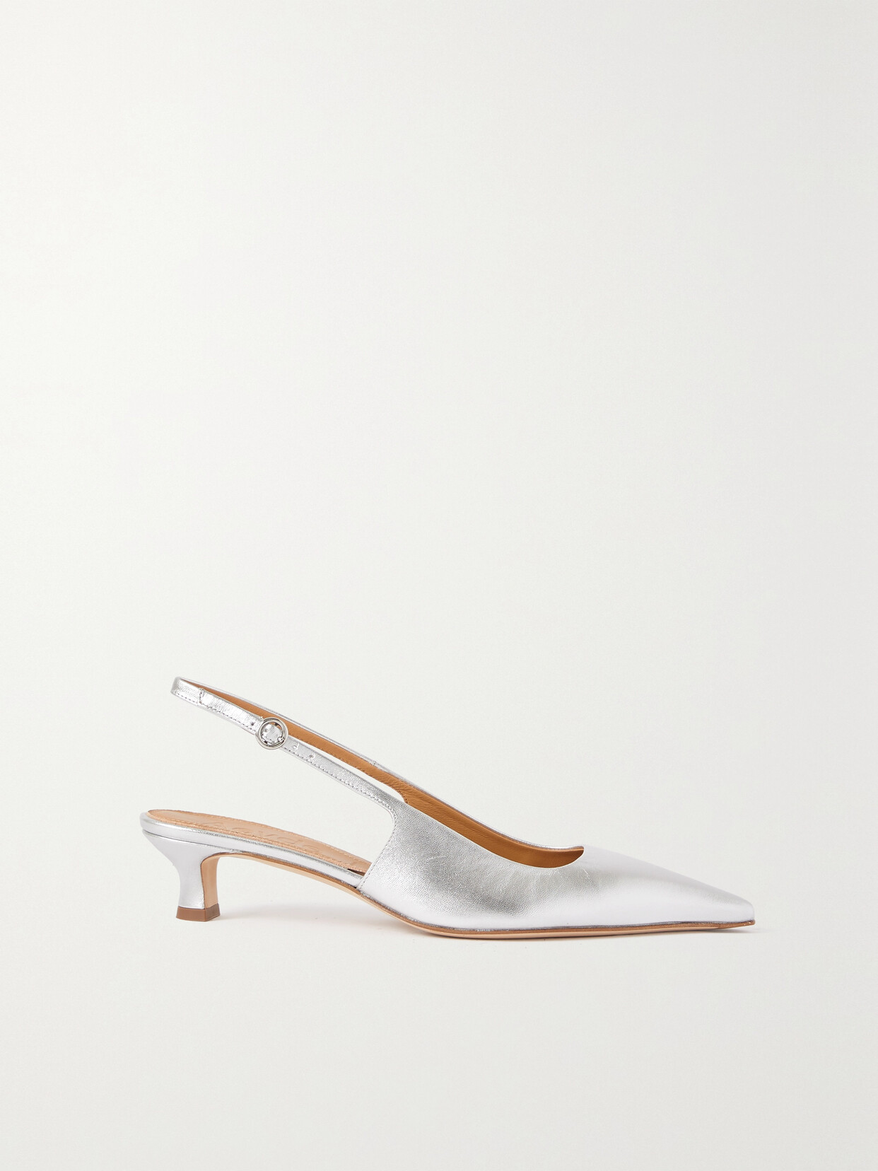 aeyde - Catrina Metallic Leather Slingback Pumps - Silver