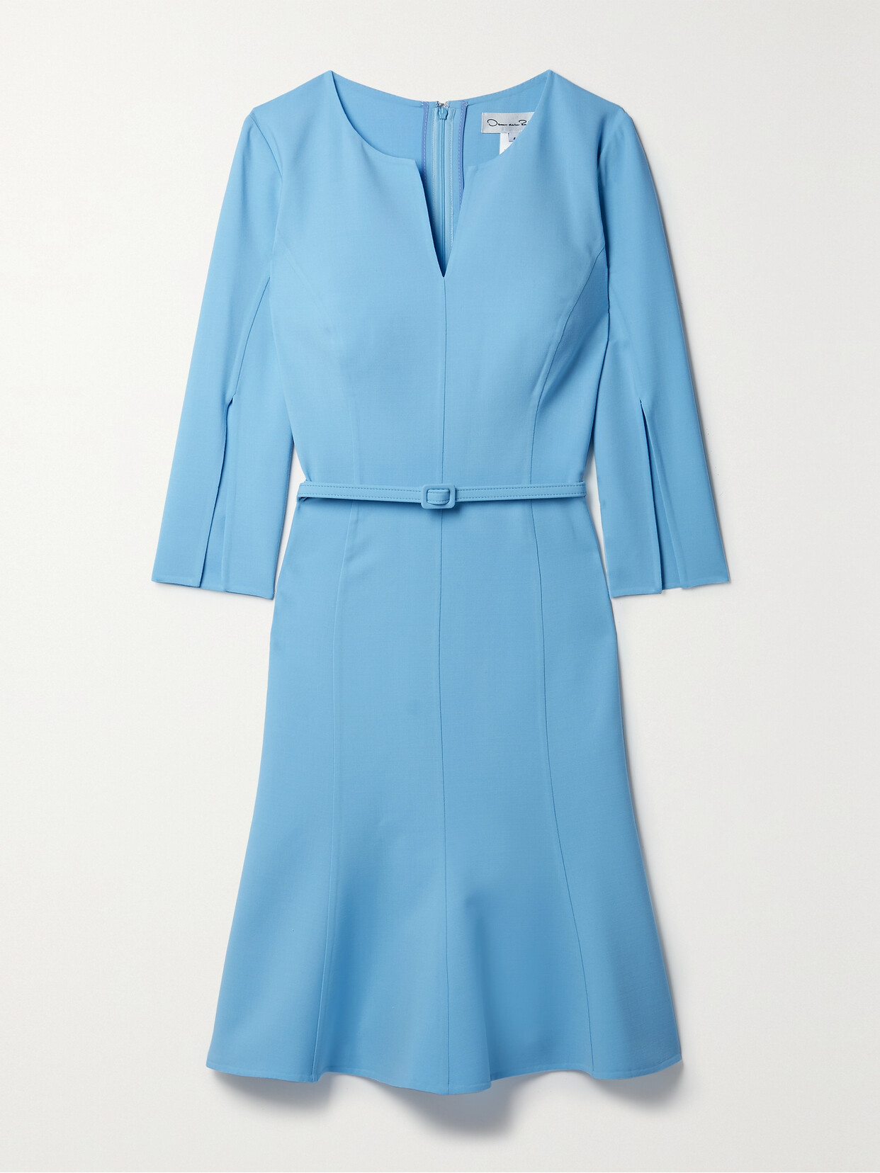 Oscar de la Renta Belted Wool-blend Dress - Blue