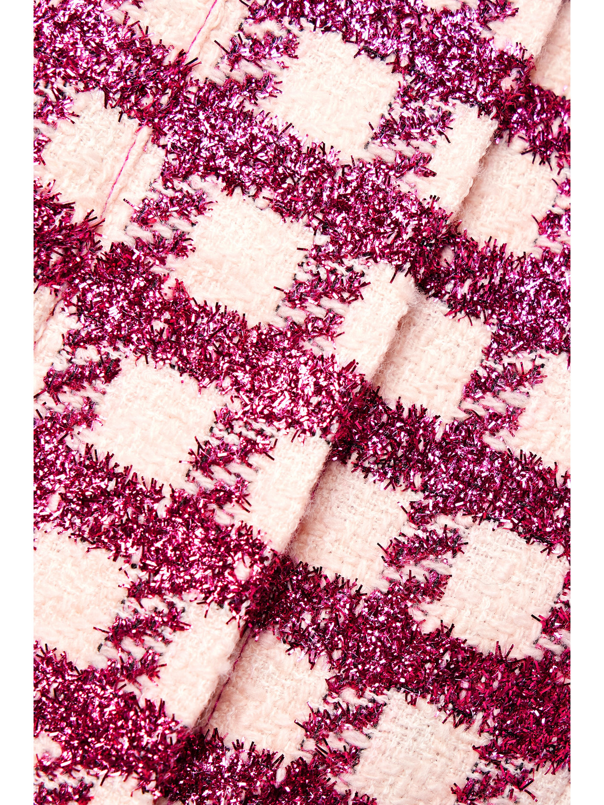 Oscar De La Renta Frayed Checked Metallic Wool-blend Tweed Jacket In Red