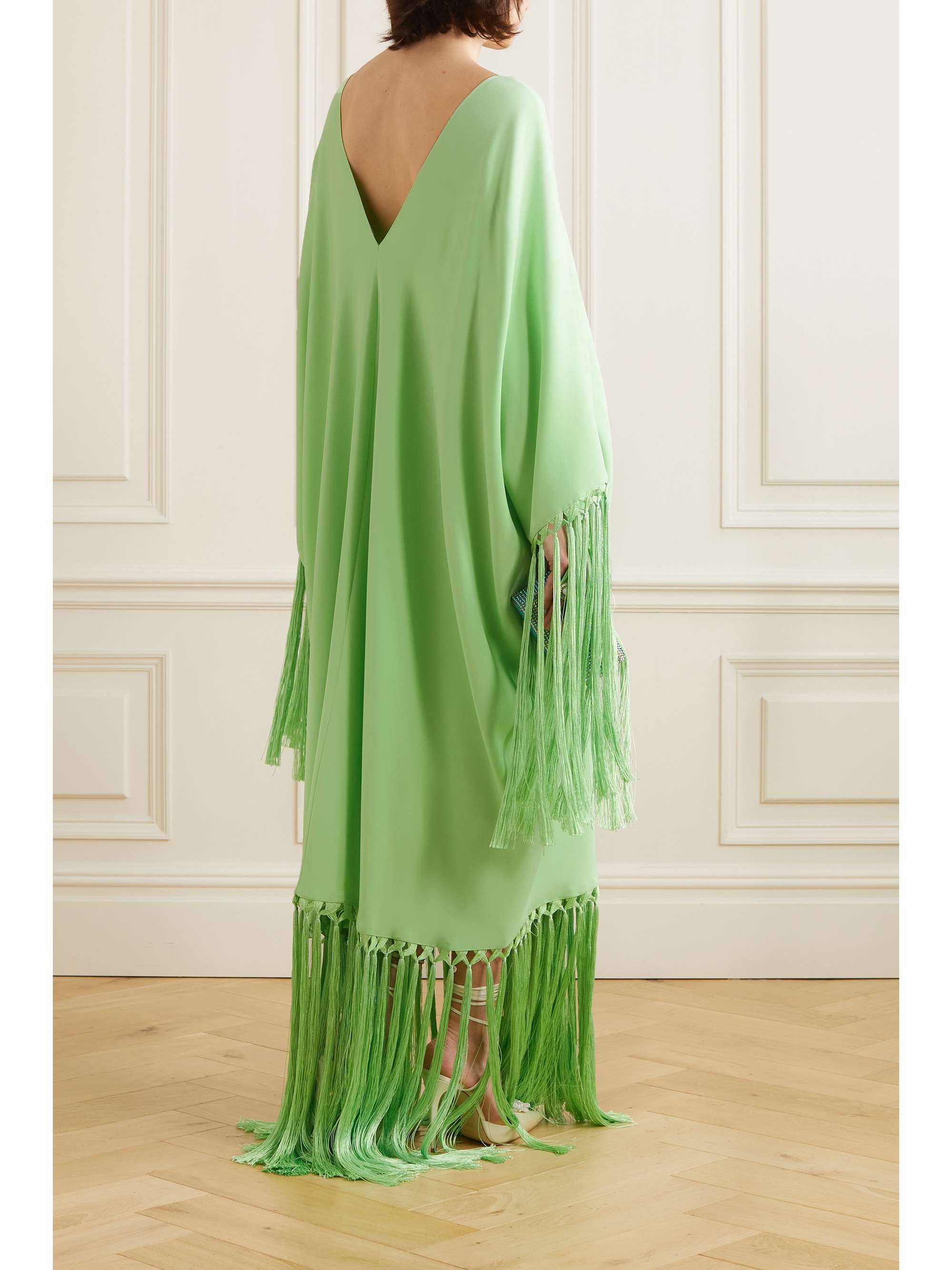 OSCAR DE LA RENTA Fringed silkblend kaftan NETAPORTER