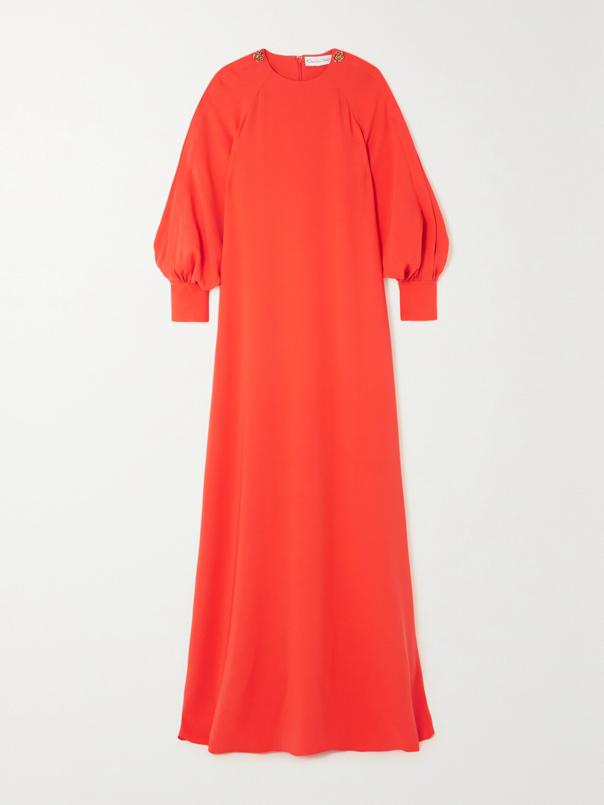 Oscar De La Renta Embellished Silk-blend Crepe Gown In Red