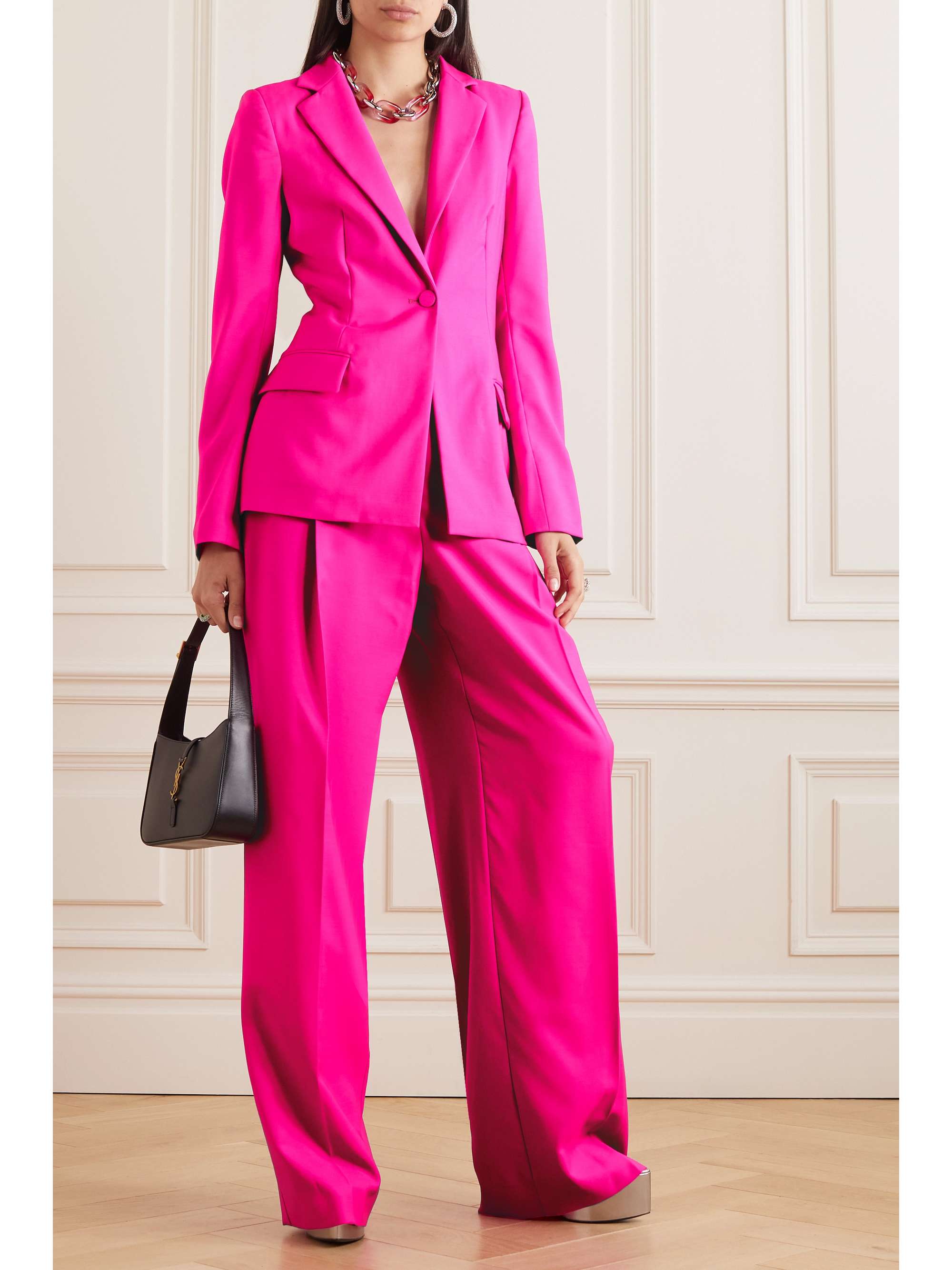 OSCAR DE LA RENTA Neon grain de poudre wool and mohairblend blazer