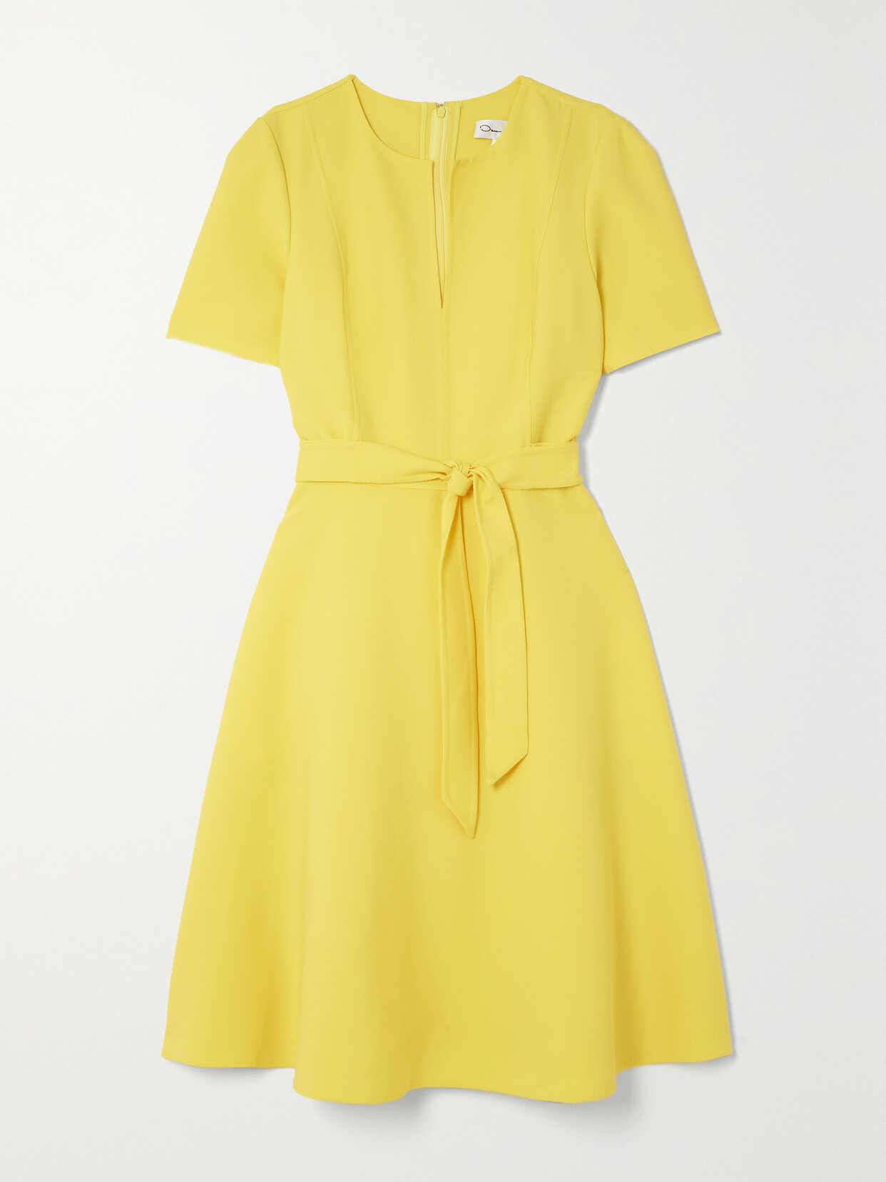 Oscar De La Renta Belted Wool-blend Dress In Yellow