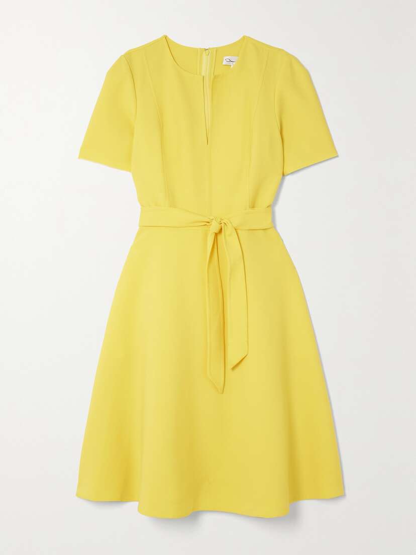 Oscar de la Renta Belted Wool-blend Dress