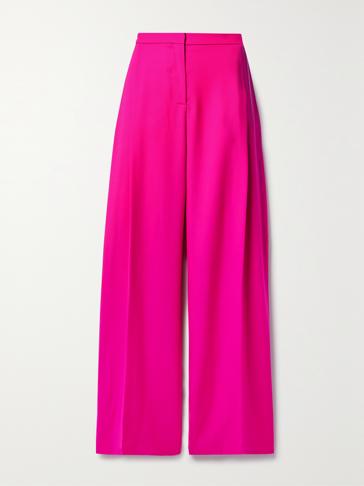 Oscar De La Renta Pleated Wool And Mohair-blend Wide-leg Pants In Pink