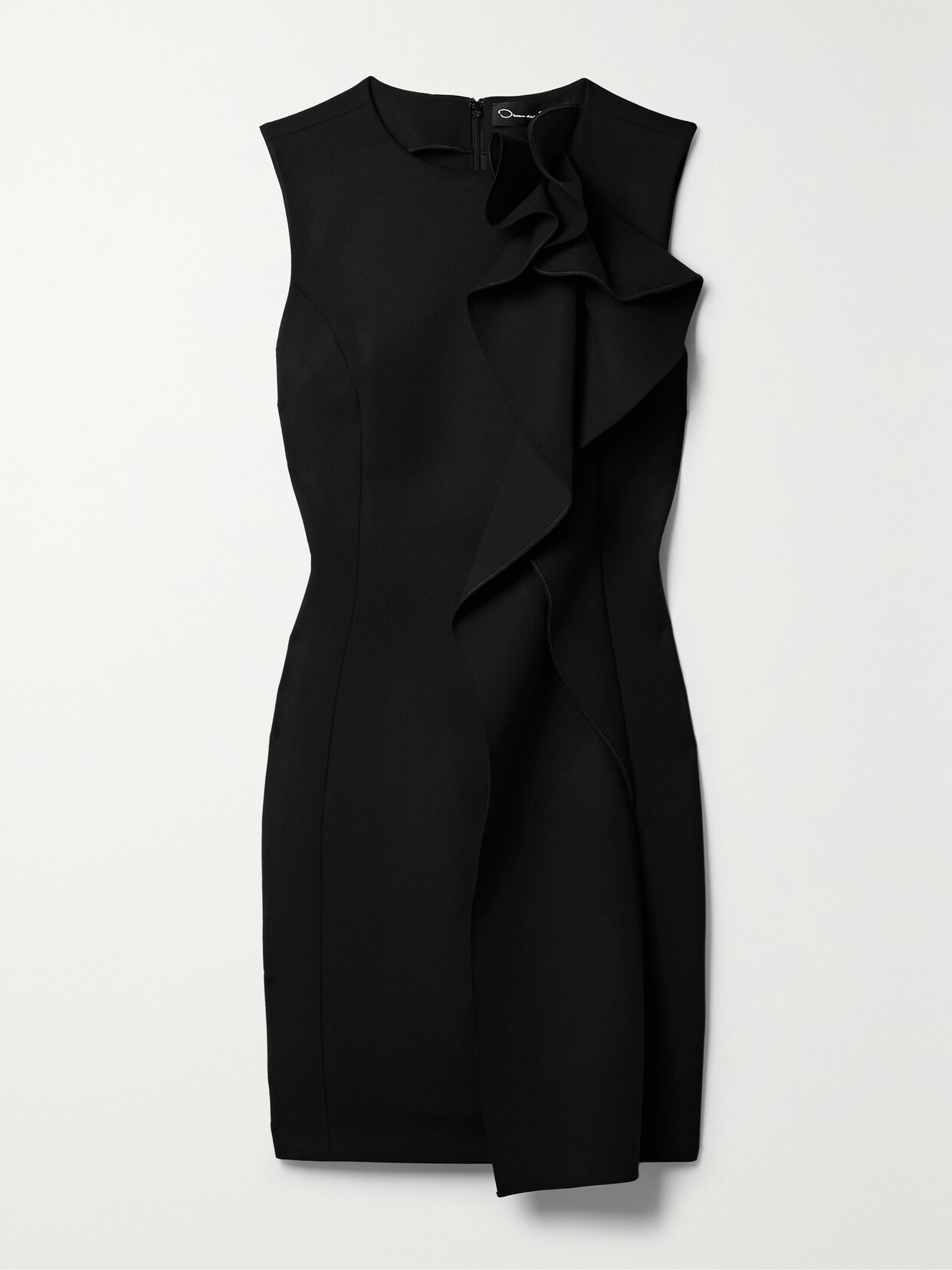 Oscar de la Renta Ruffled Stretch Cashmere-blend Mini Dress - Black