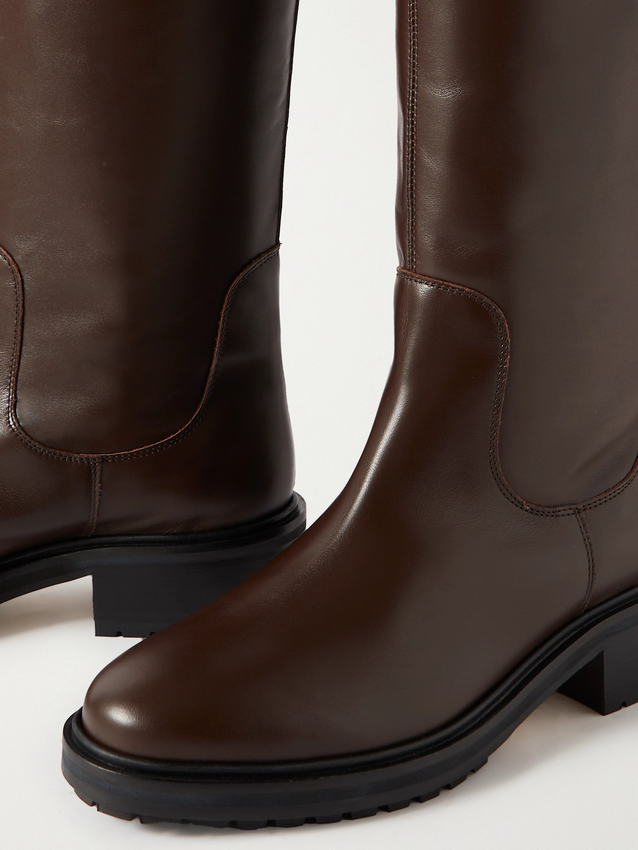 Shop Aeyde Henry Leather Knee Boots In Brown